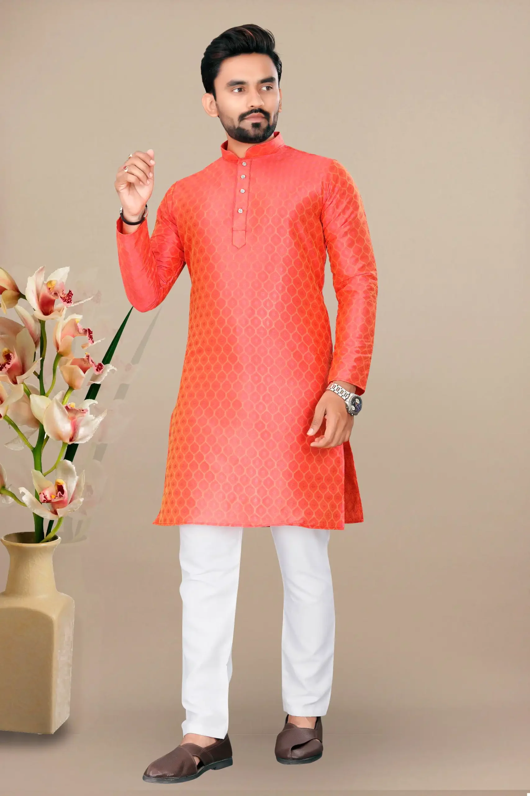 Vardan Ethnic Prine Jacquard Wholesale Kurta With Pyjama Catalog - Image 6