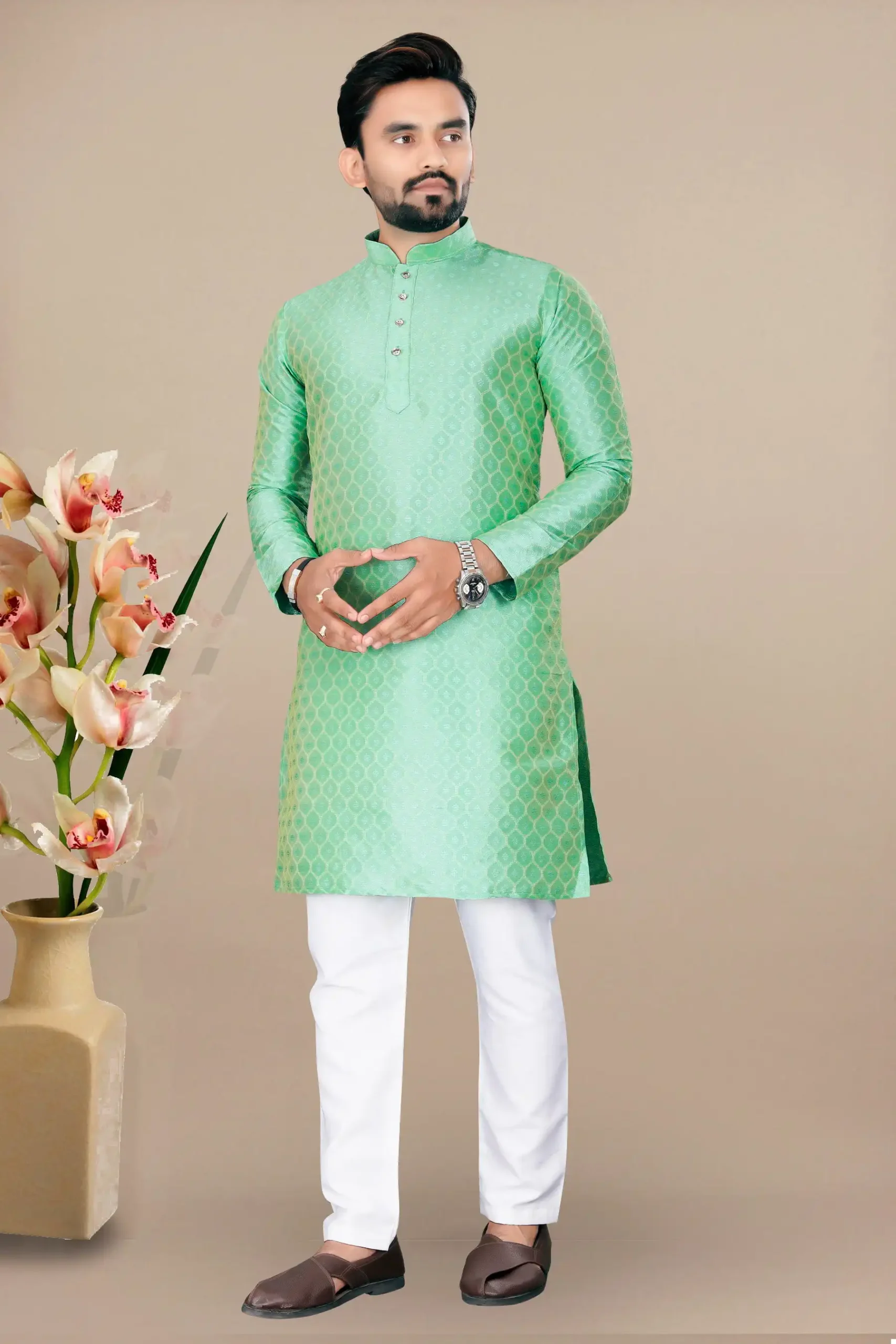 Vardan Ethnic Prine Jacquard Wholesale Kurta With Pyjama Catalog - Image 7