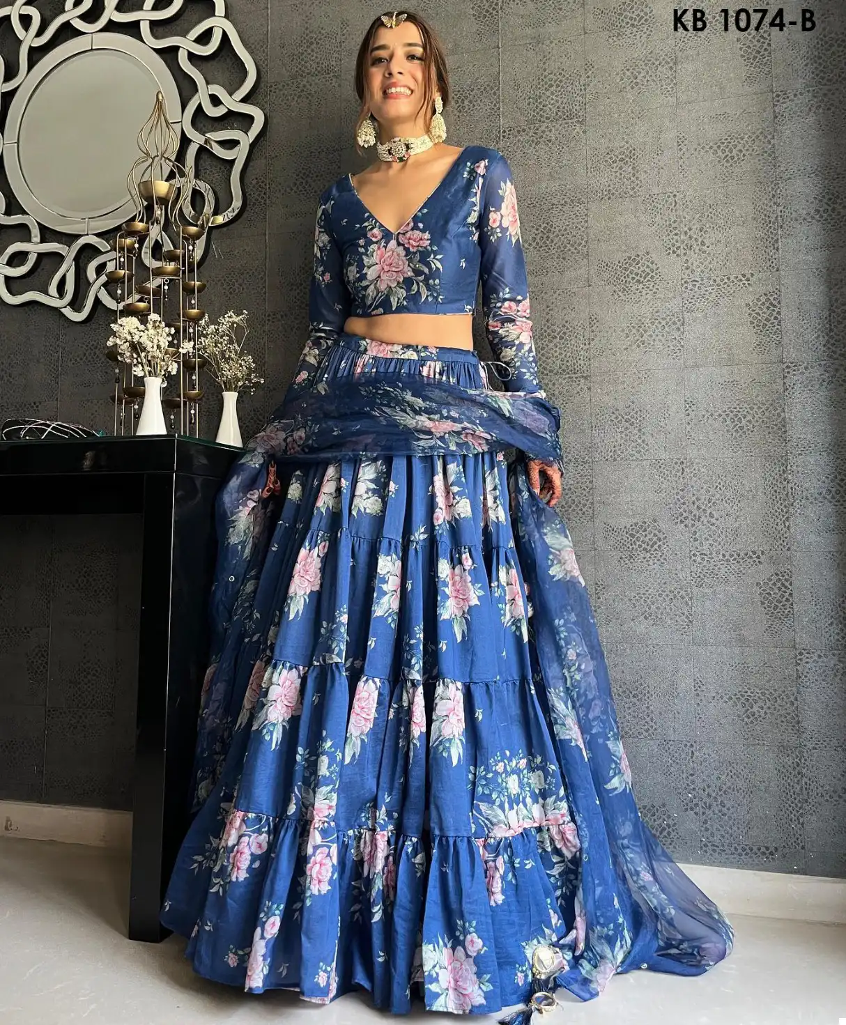 Vardan Ethnic Kb 1074-A-B-C Organza Silk Wholesale Lehenga Catalog