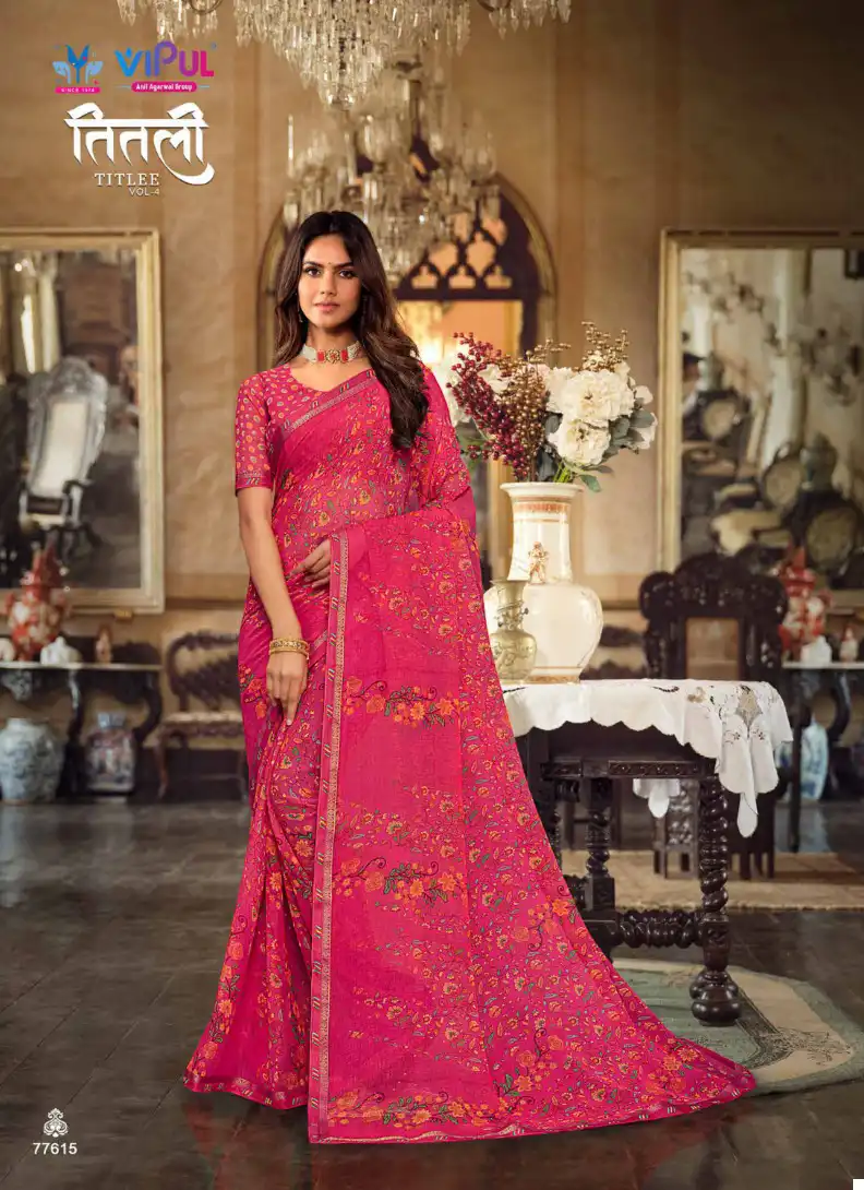 Vipul Titlee Vol 4 Georgette Wholesale Fancy Sarees Catalog - Image 2