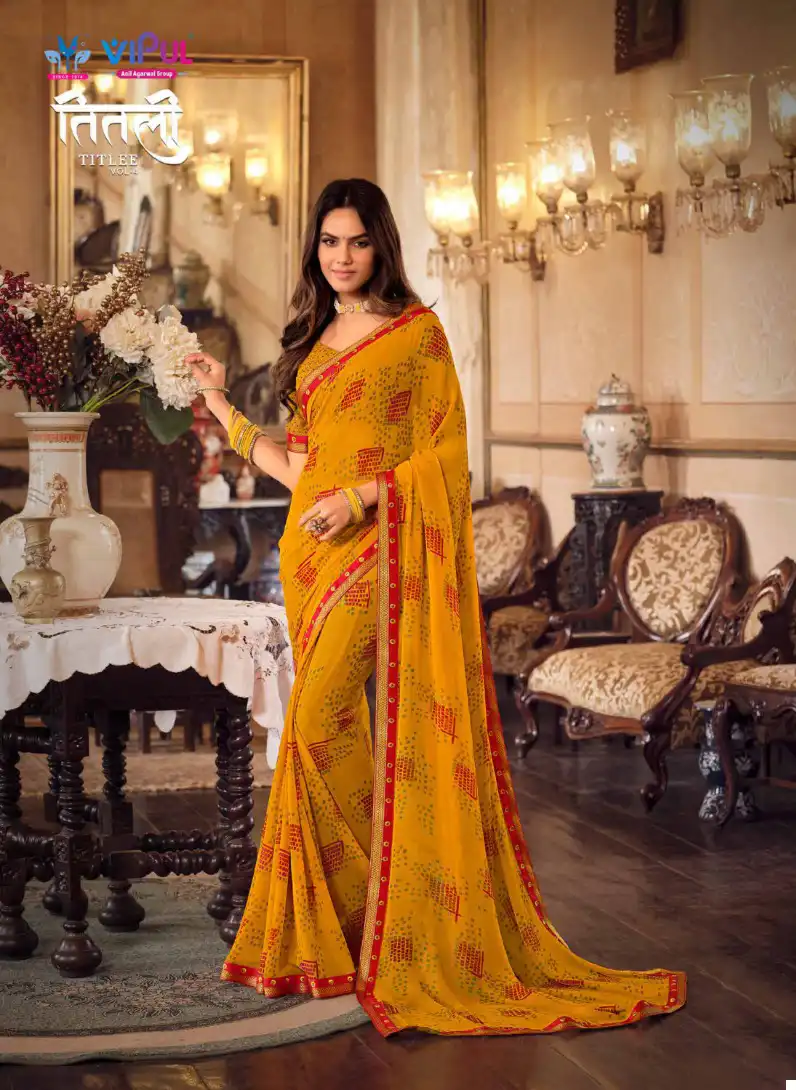 Vipul Titlee Vol 4 Georgette Wholesale Fancy Sarees Catalog - Image 7