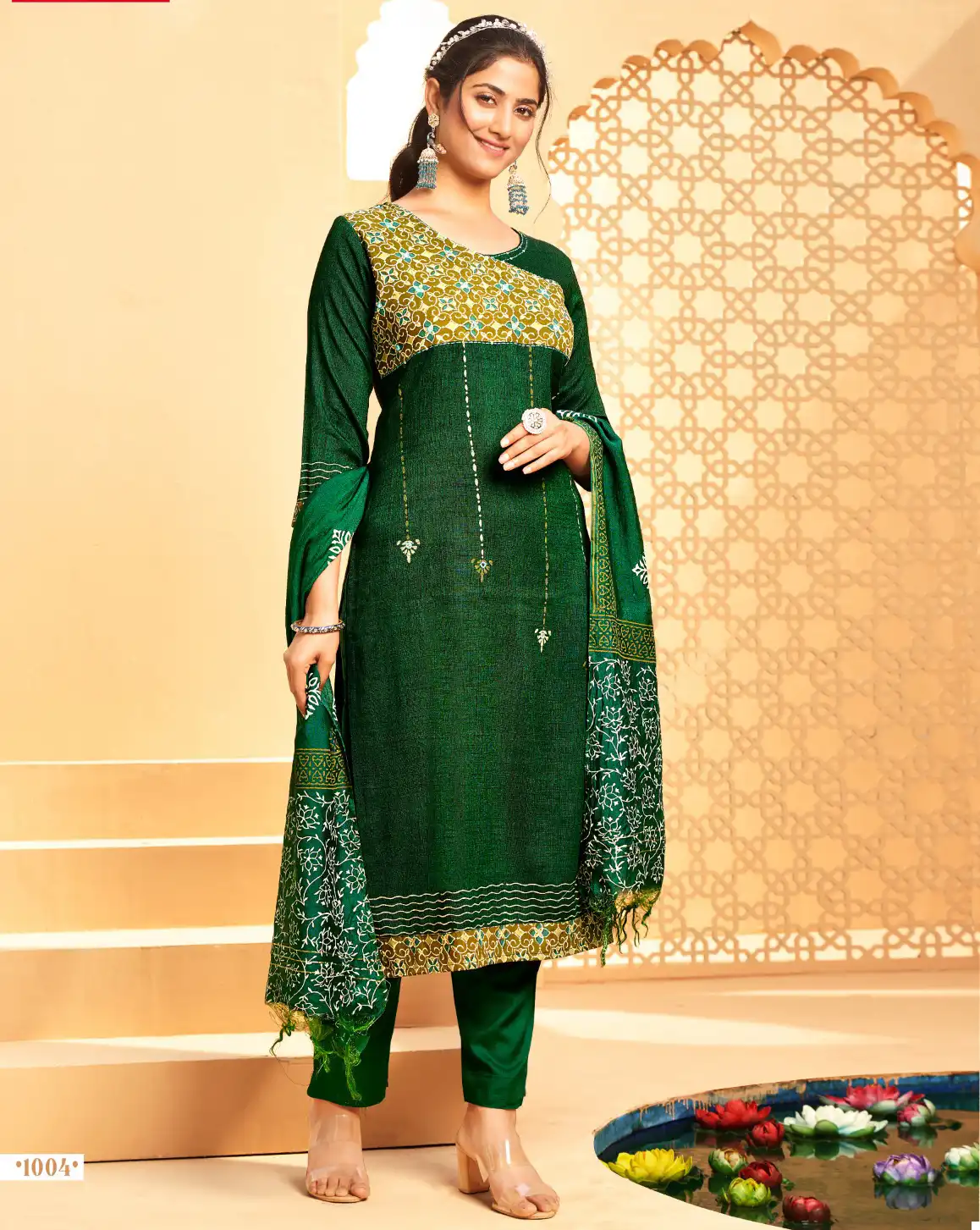 Wanna Ajrakh Fancy Fabrics Pure Textured Rayon Base Wholesale Readymade Salwar Suit Catalog