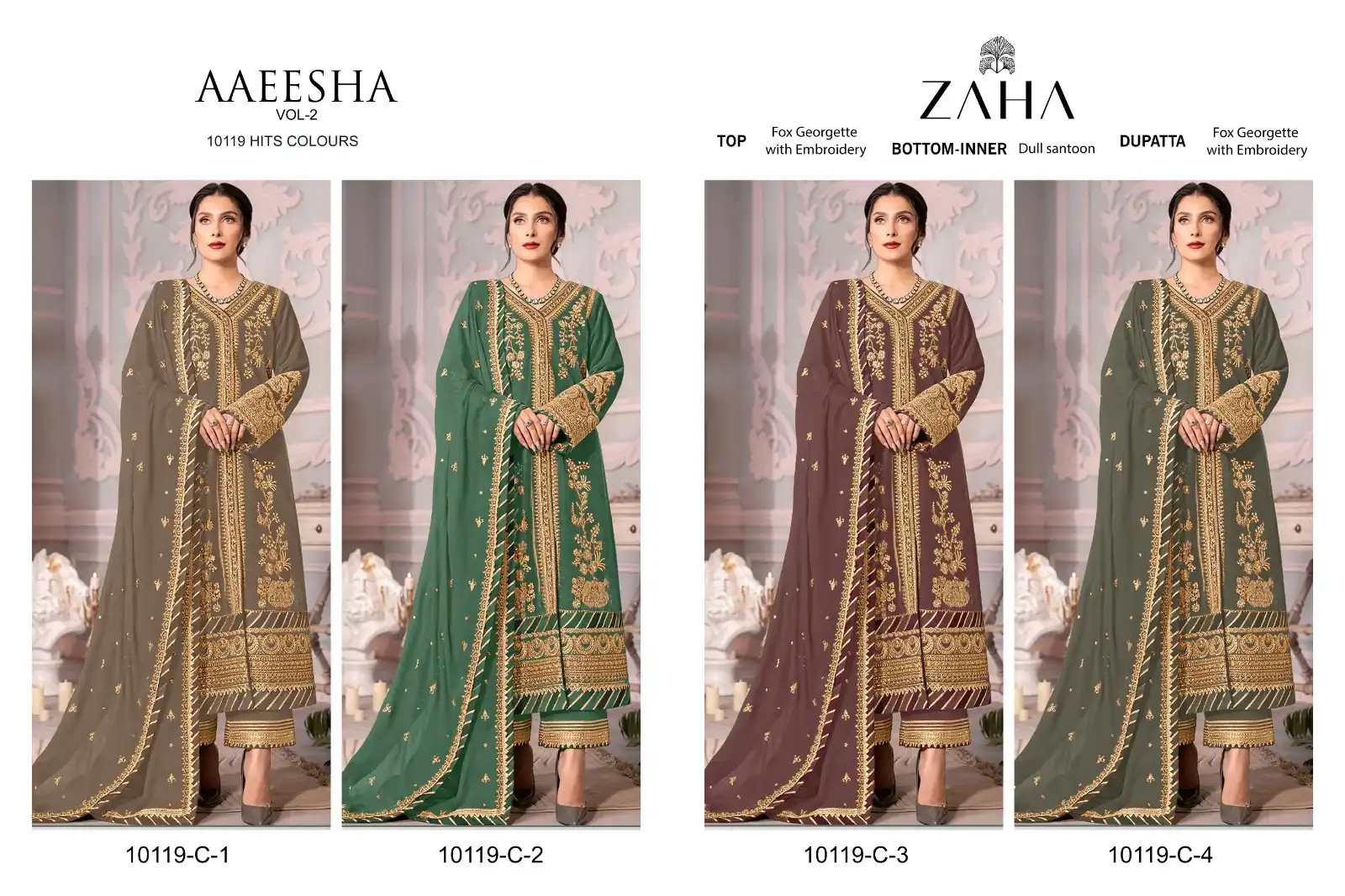 Zaha Aaeesha Vol 2 Georgette Wholesale Pakistani Salwar Suit Catalog - Image 6