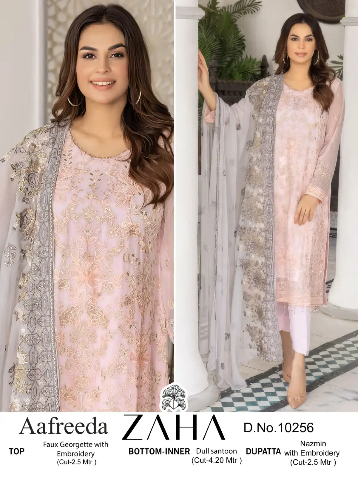 Zaha Aafreeda Vol 1 Faux Georgette Wholesale Pakistani Salwar Suit Catalog - Image 2