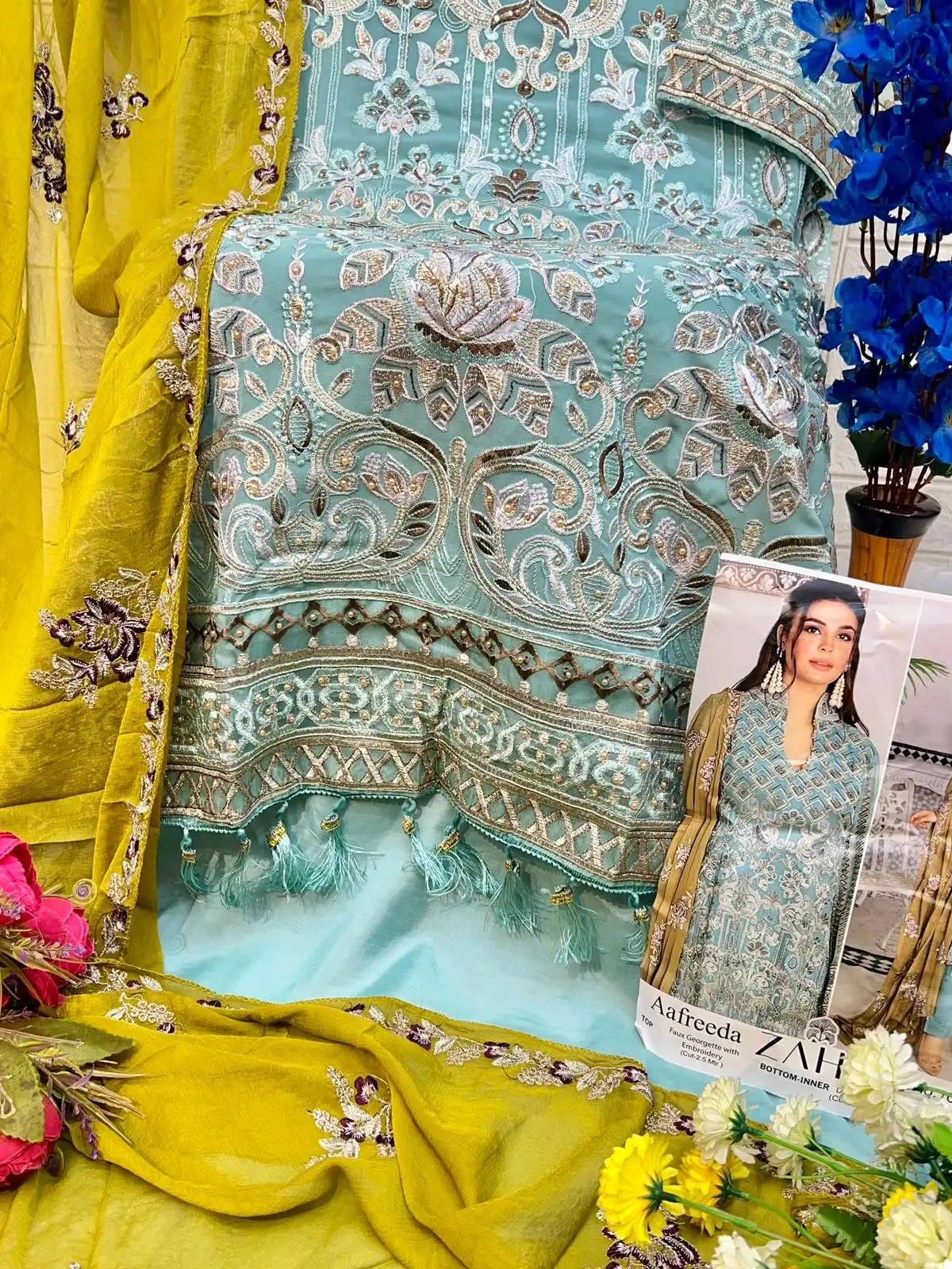 Zaha Aafreeda Vol 1 Faux Georgette Wholesale Pakistani Salwar Suit Catalog - Image 9