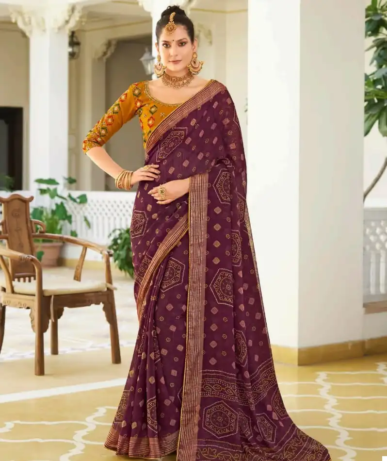 5D Designer Vishala Soft Nilgiri Simmer Chiffon Wholesale Fancy Sarees Catalog