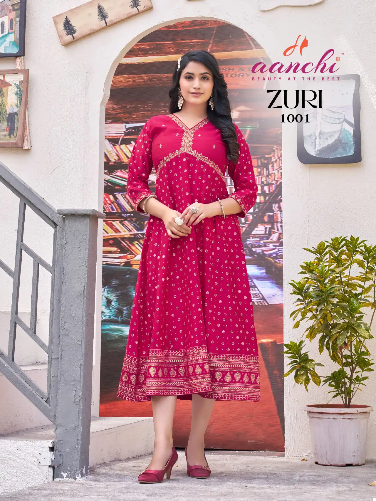 Aanchi Kurtis Zuri Roman Silk Wholesale Anarkali Kurtis Catalog - Image 2