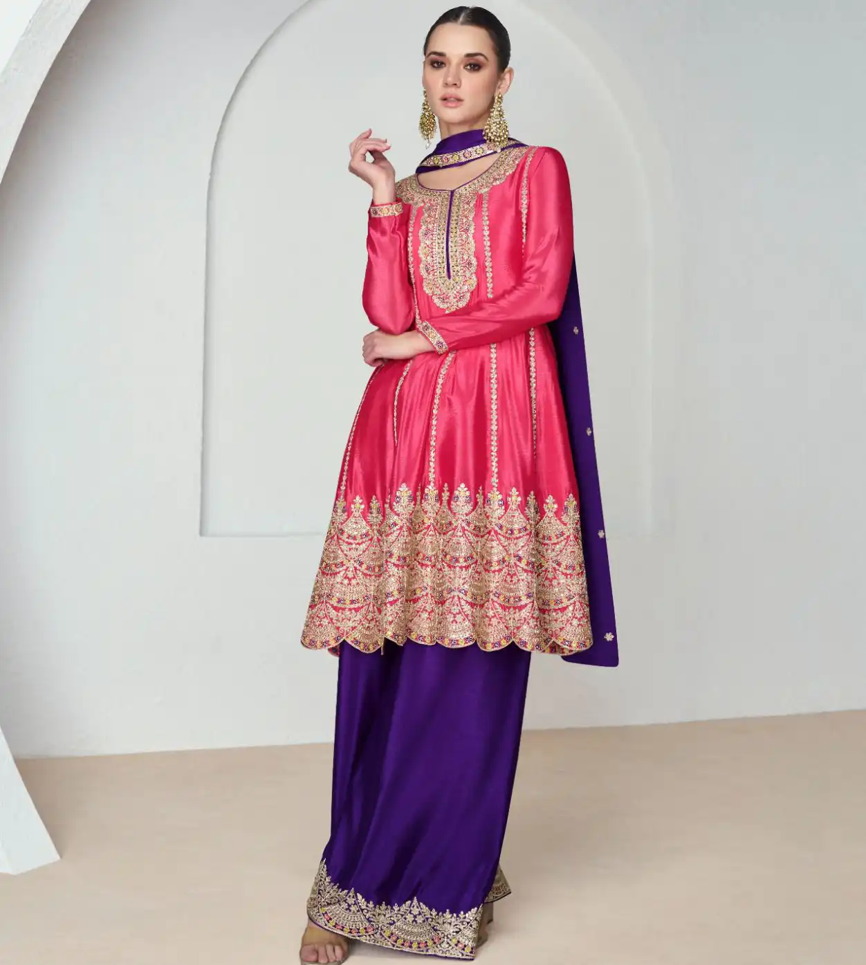 Aashirwad Noura Premium Chinnon Silk Wholesale Designer Readymade Salwar Suit Catalog