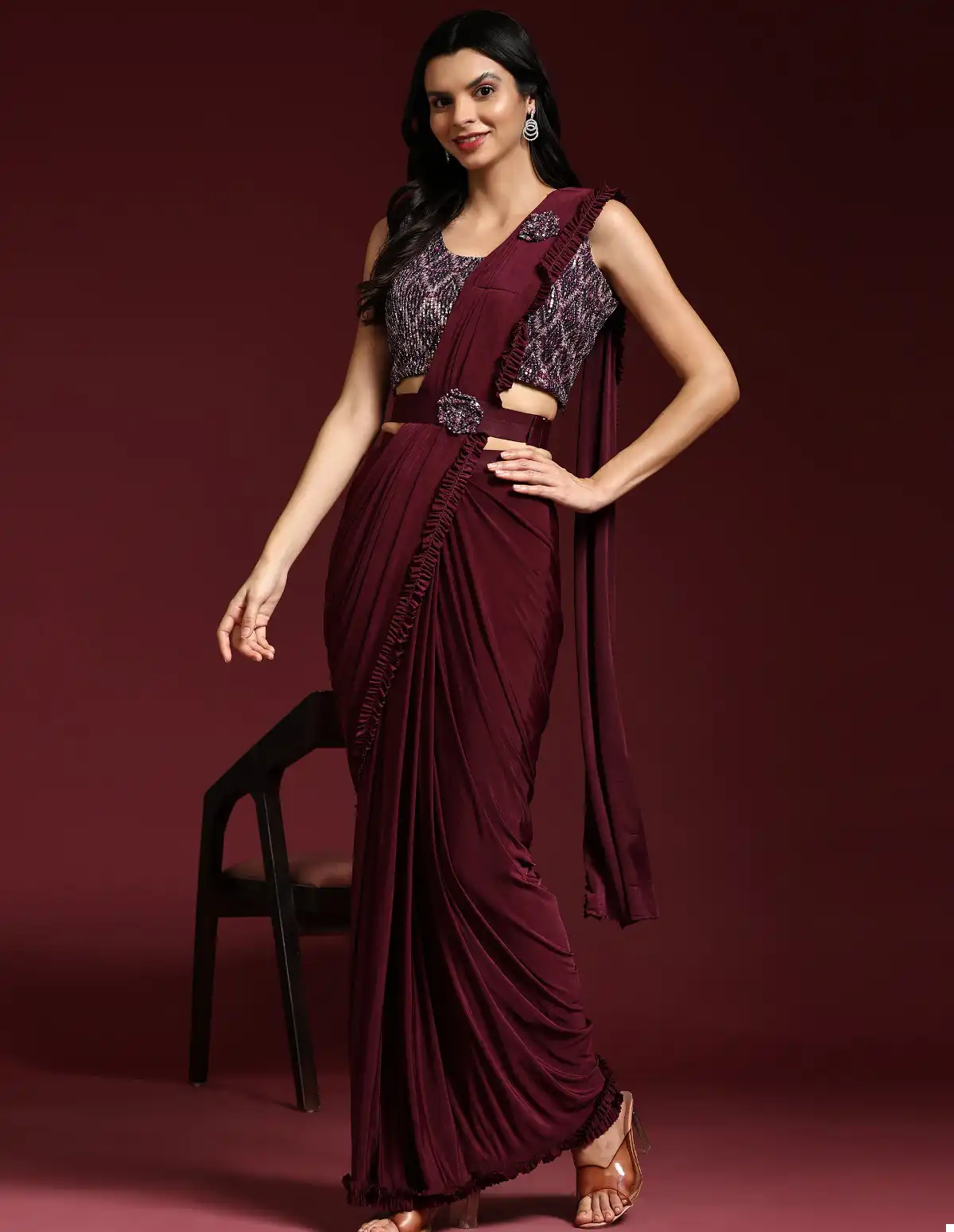 Amoha Design No 101009 Imported Fabric Wholesale Readymade Sarees Catalog