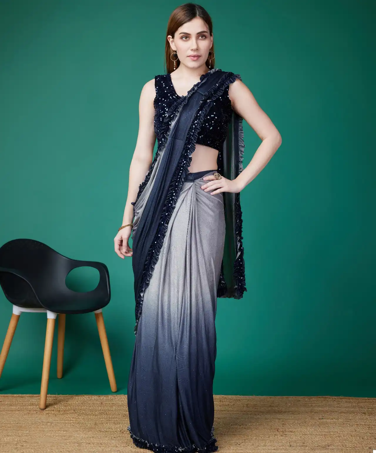 Amoha Design No 101714 Ombre Imported Wholesale Fancy Sarees