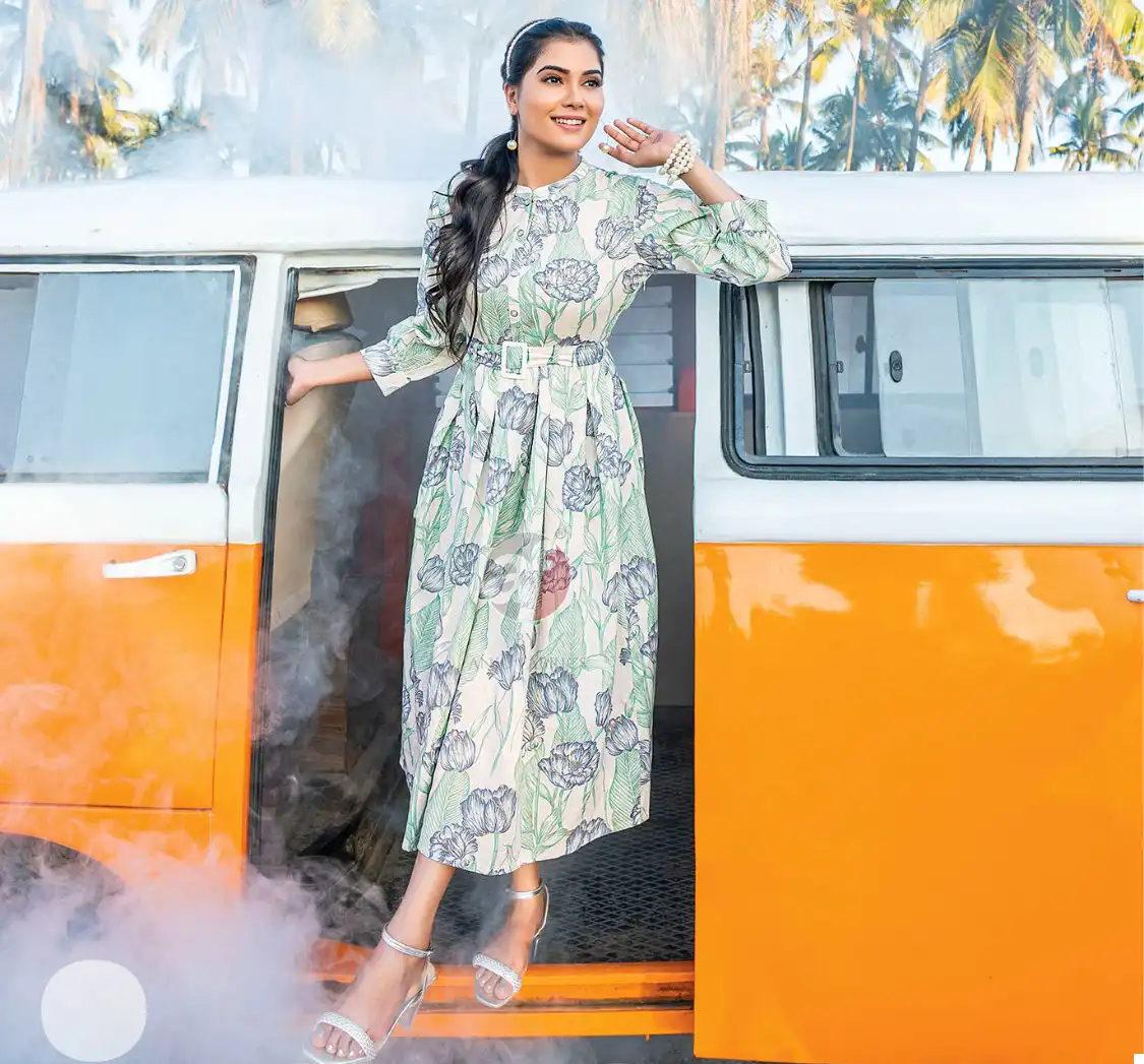 Anju Fabric Attitude Vol 2 Cotton Flex Butterfly Net Wholesale Fancy Kurtis Catalog — Wholesale Kurtis, Anju fabric wholesale from Surat — view 1