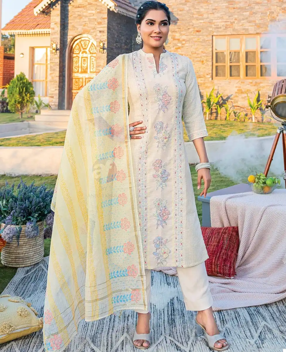 Anju Fabrics Fashion Point Vol 2 Pure Cotton Jacquard Wholesale Designer Readymade Salwar Suit Catalog — Wholesale Salwar Suits, Anju fabric wholesale from Surat — view 1