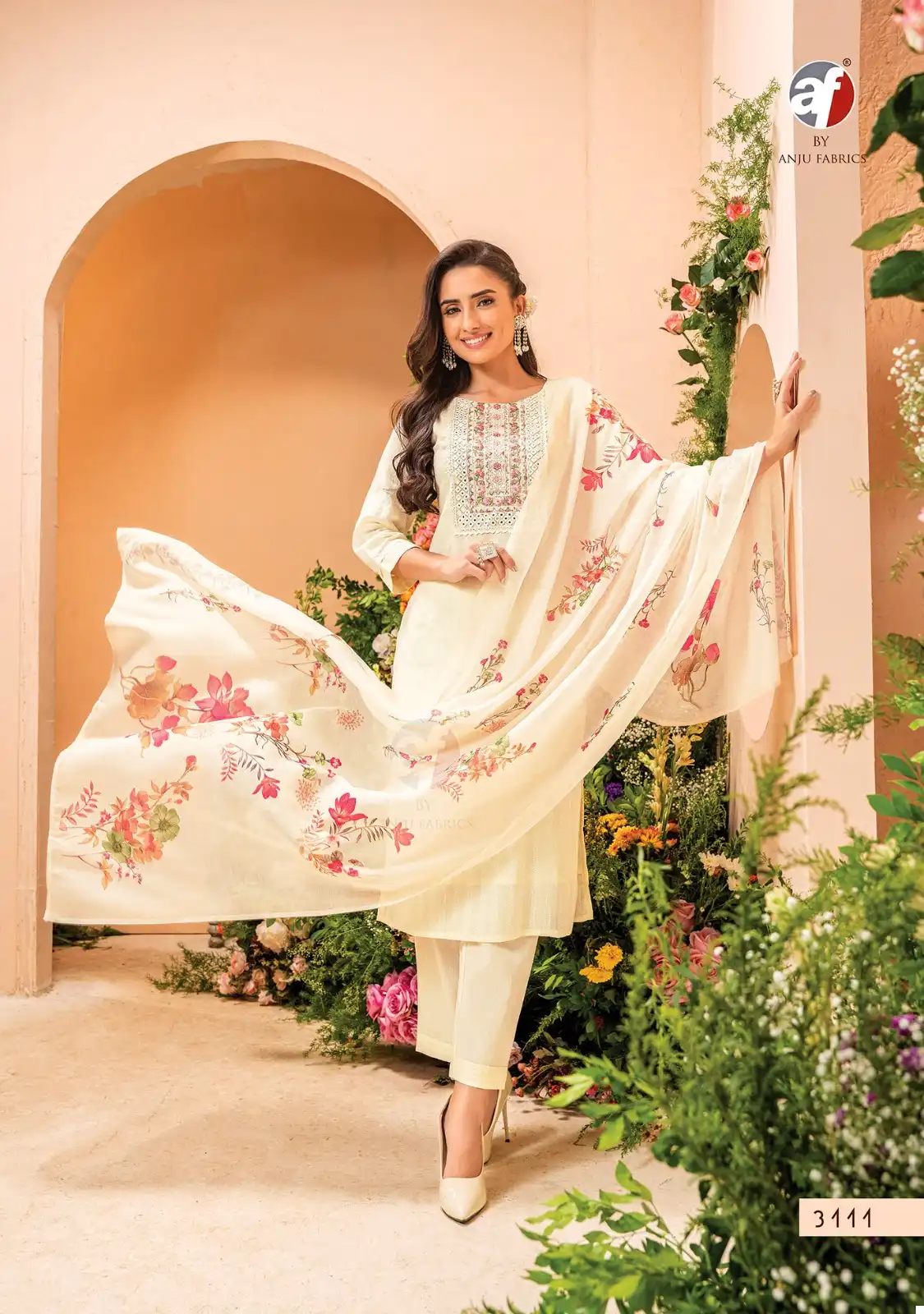 Anju Fabrics Preety Petals Viscose Cotton Dobby Wholesale Designer Readymade Salwar Suit Catalog — Wholesale Salwar Suits, Anju fabric wholesale from Surat - Gallery Image 3