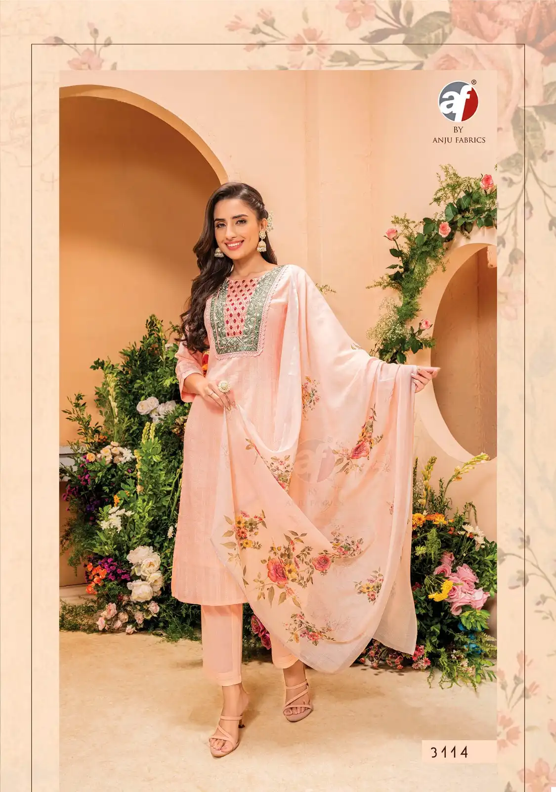 Anju Fabrics Preety Petals Viscose Cotton Dobby Wholesale Designer Readymade Salwar Suit Catalog — Wholesale Salwar Suits, Anju fabric wholesale from Surat - Gallery Image 4