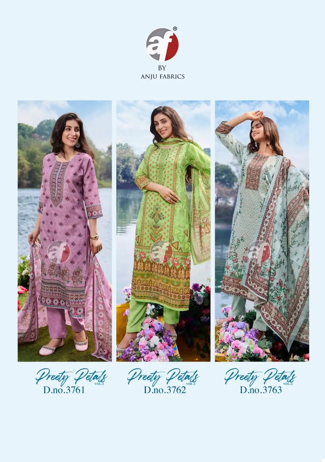 Anju Fabrics Preety Petals Vol 2 Linen Cotton Wholesale Fancy Readymade Salwar Suit Catalog — Wholesale Salwar Suits, Anju fabric wholesale from Surat — view 8
