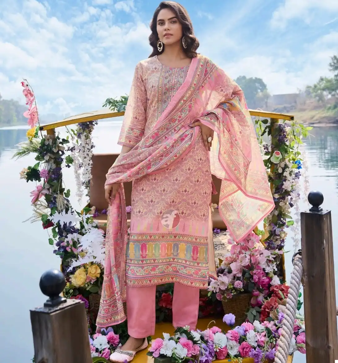 Anju Fabrics Preety Petals Vol 2 Linen Cotton Wholesale Fancy Readymade Salwar Suit Catalog — Wholesale Salwar Suits, Anju fabric wholesale from Surat — view 1