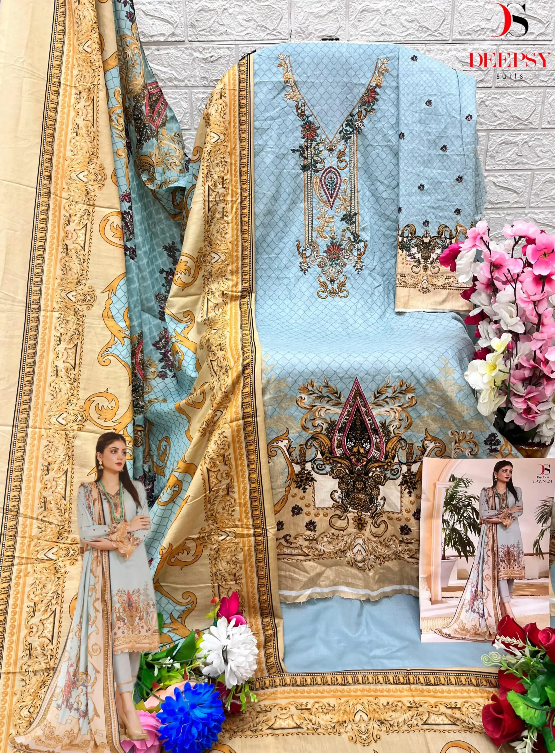 Deepsy Suits Firdous Lawn 24 Pure Cotton Print Wholesale Pakistani Salwar Suit Catalog - Image 12