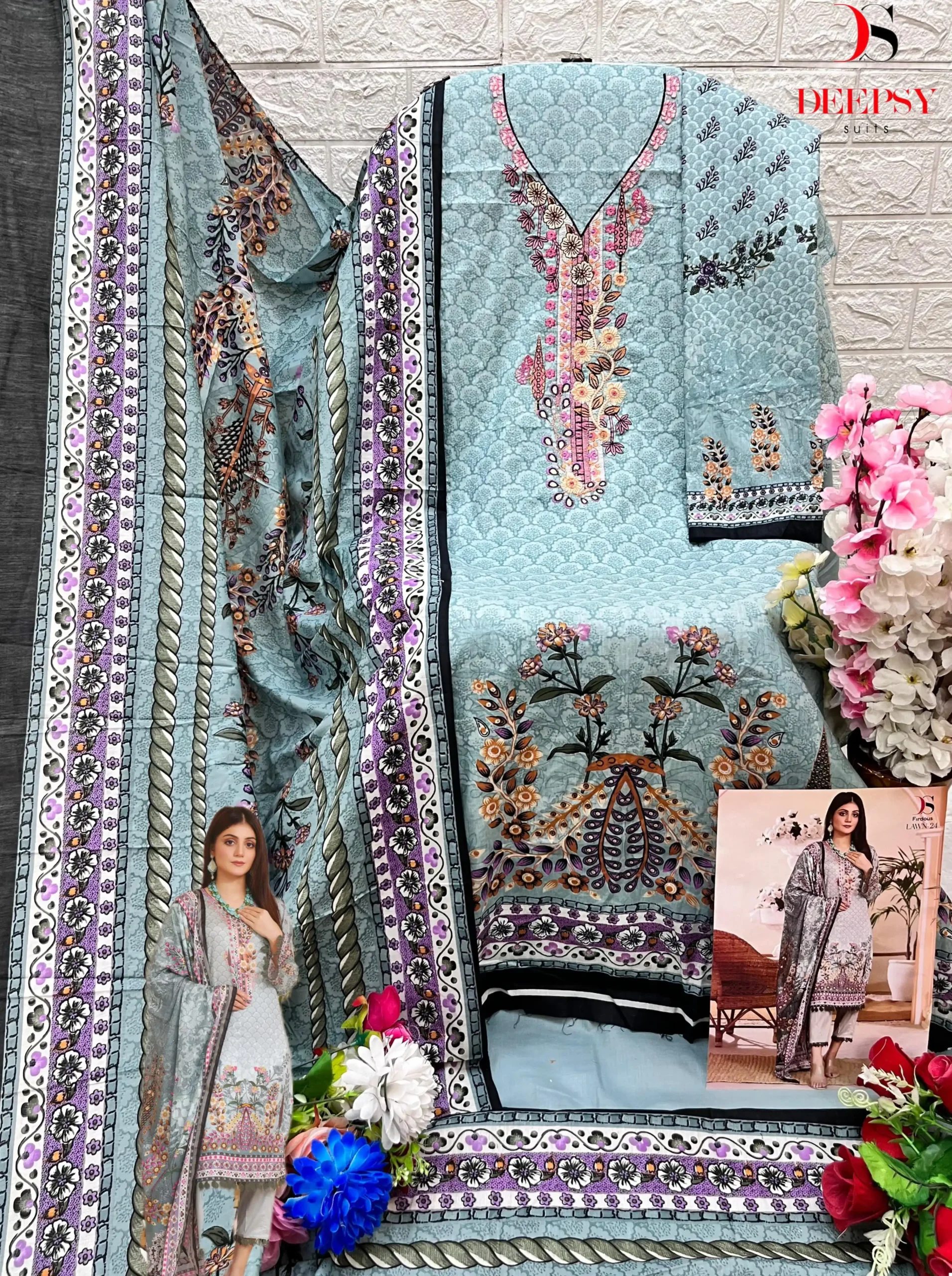 Deepsy Suits Firdous Lawn 24 Pure Cotton Print Wholesale Pakistani Salwar Suit Catalog - Image 15