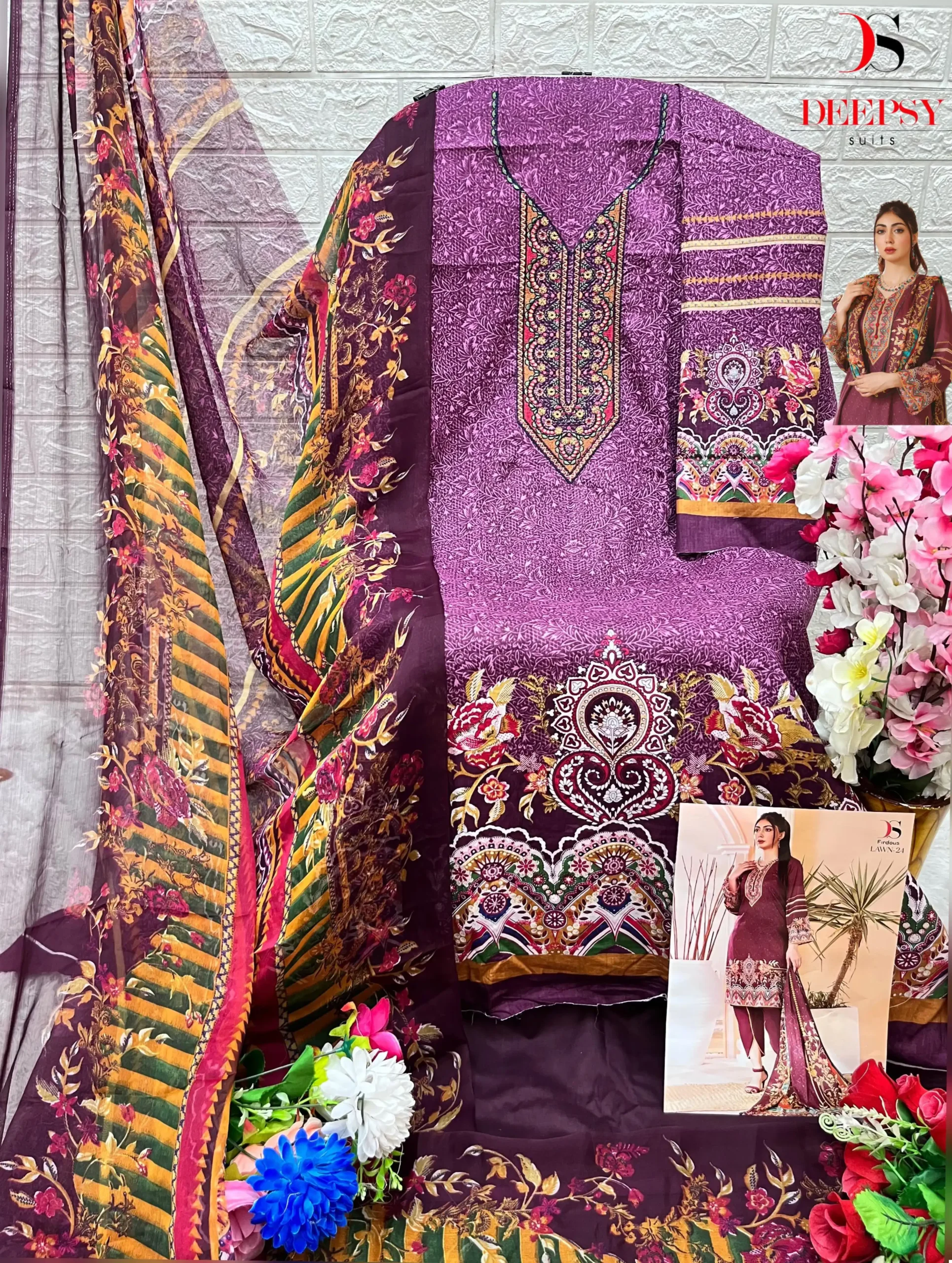 Deepsy Suits Firdous Lawn 24 Pure Cotton Print Wholesale Pakistani Salwar Suit Catalog - Image 16