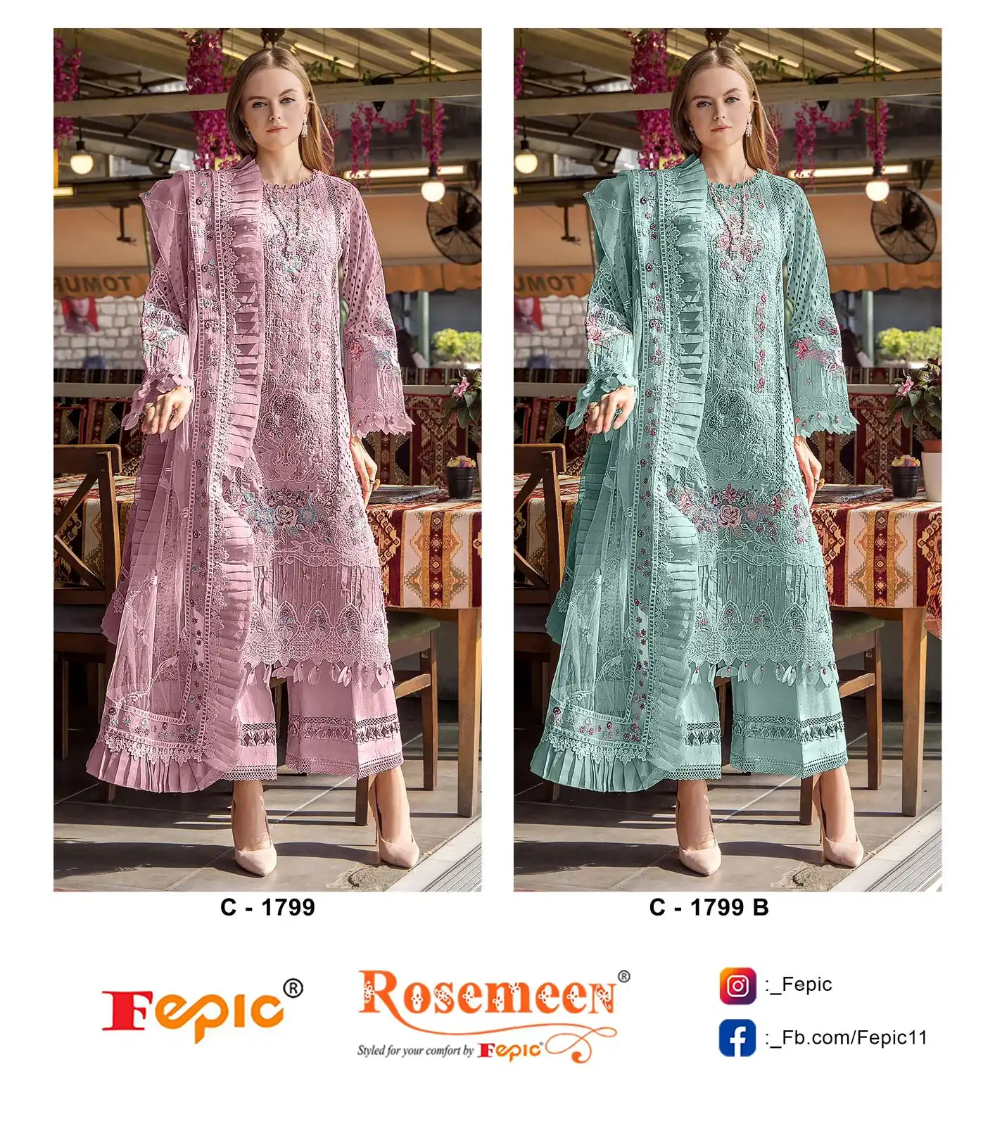 Fepic C 1799 Pure Cotton Wholesale Pakistani Salwar Suit Catalog - Image 5