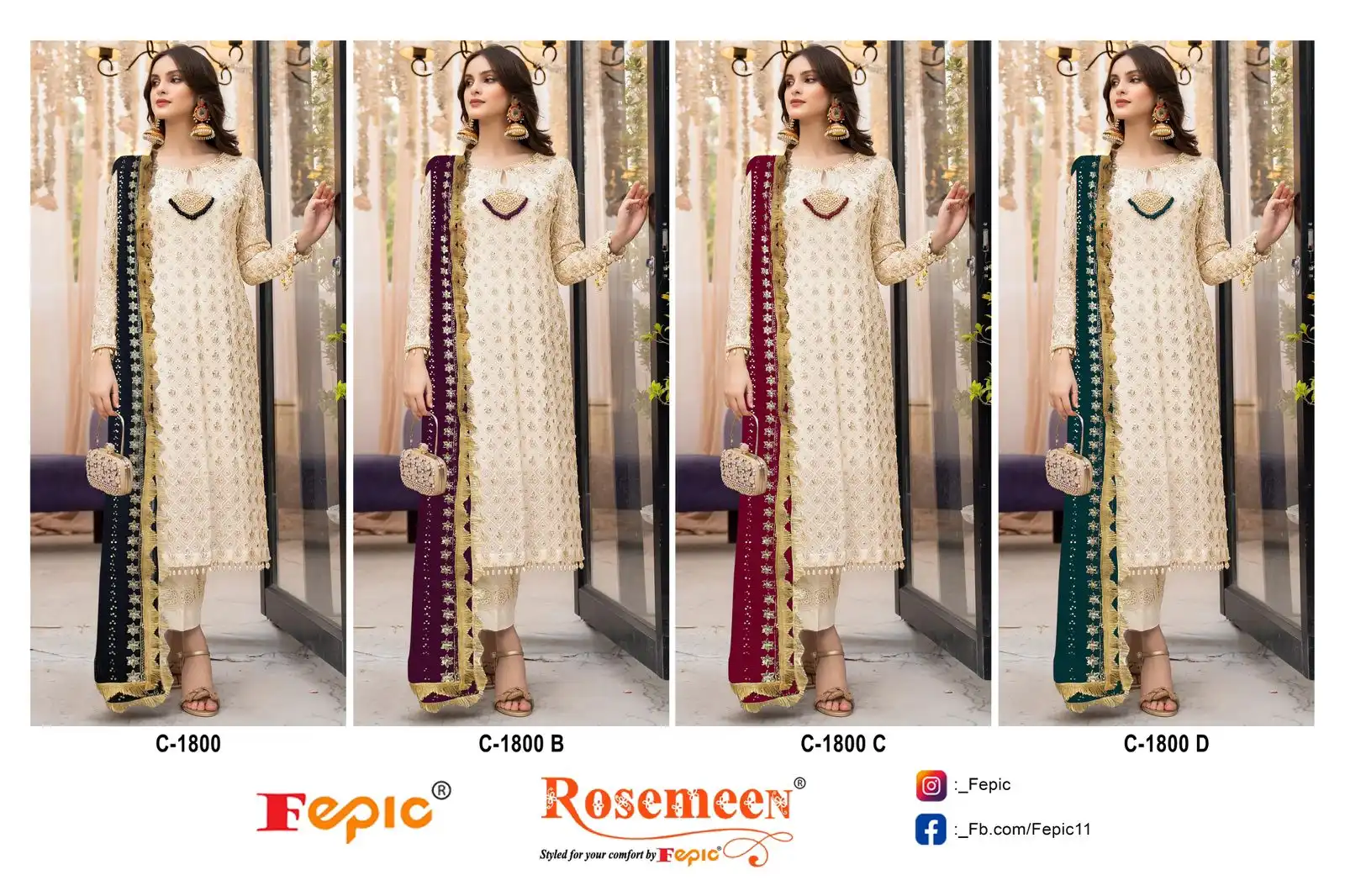 Fepic C 1800 Georgette Wholesale Pakistani Salwar Suit Catalog - Image 9
