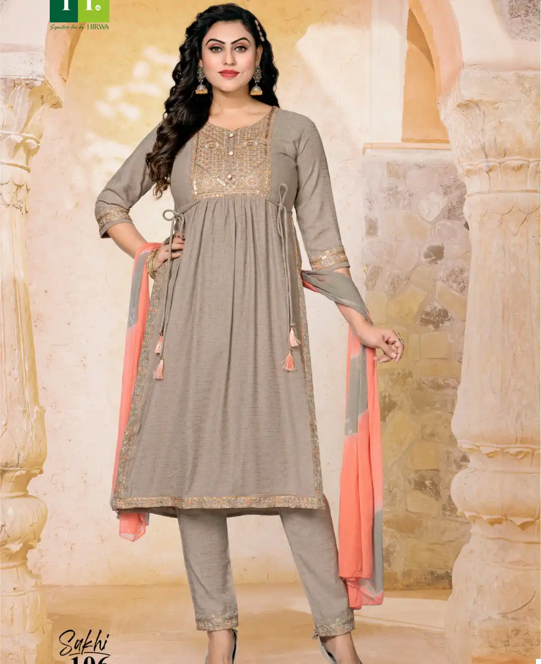 Hirwa Sakhi Heavy Bombay Rayon Linen Wholesale Readymade Salwar Suit Catalog