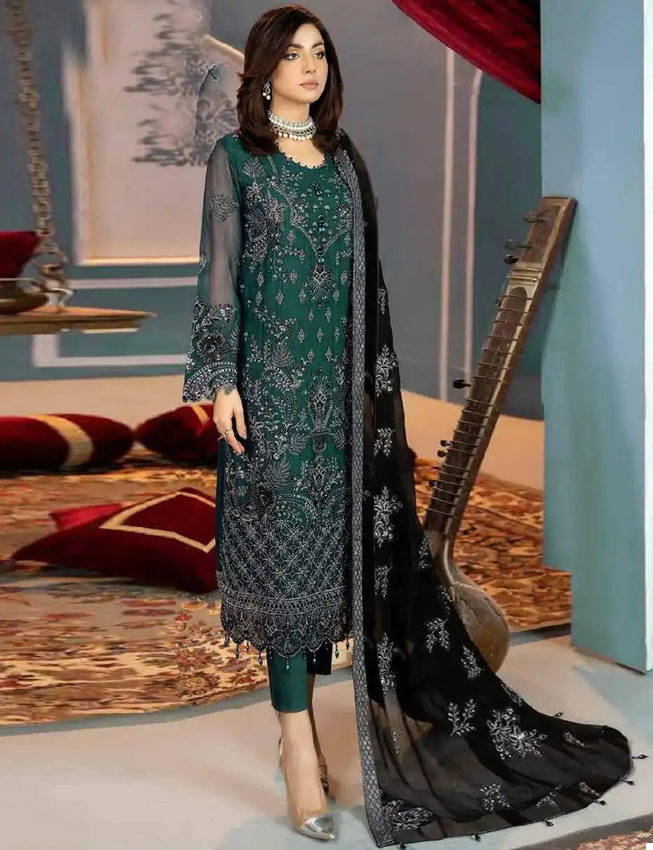 Hoor Tex H 197 Faux Georgette Wholesale Pakistani Salwar Suit Catalog