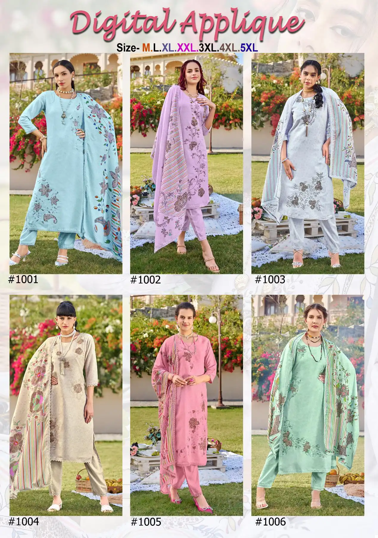 Isavasyam Digital Applique Muslin Cotton Wholesale Readymade Salwar Suit Catalog - Image 6