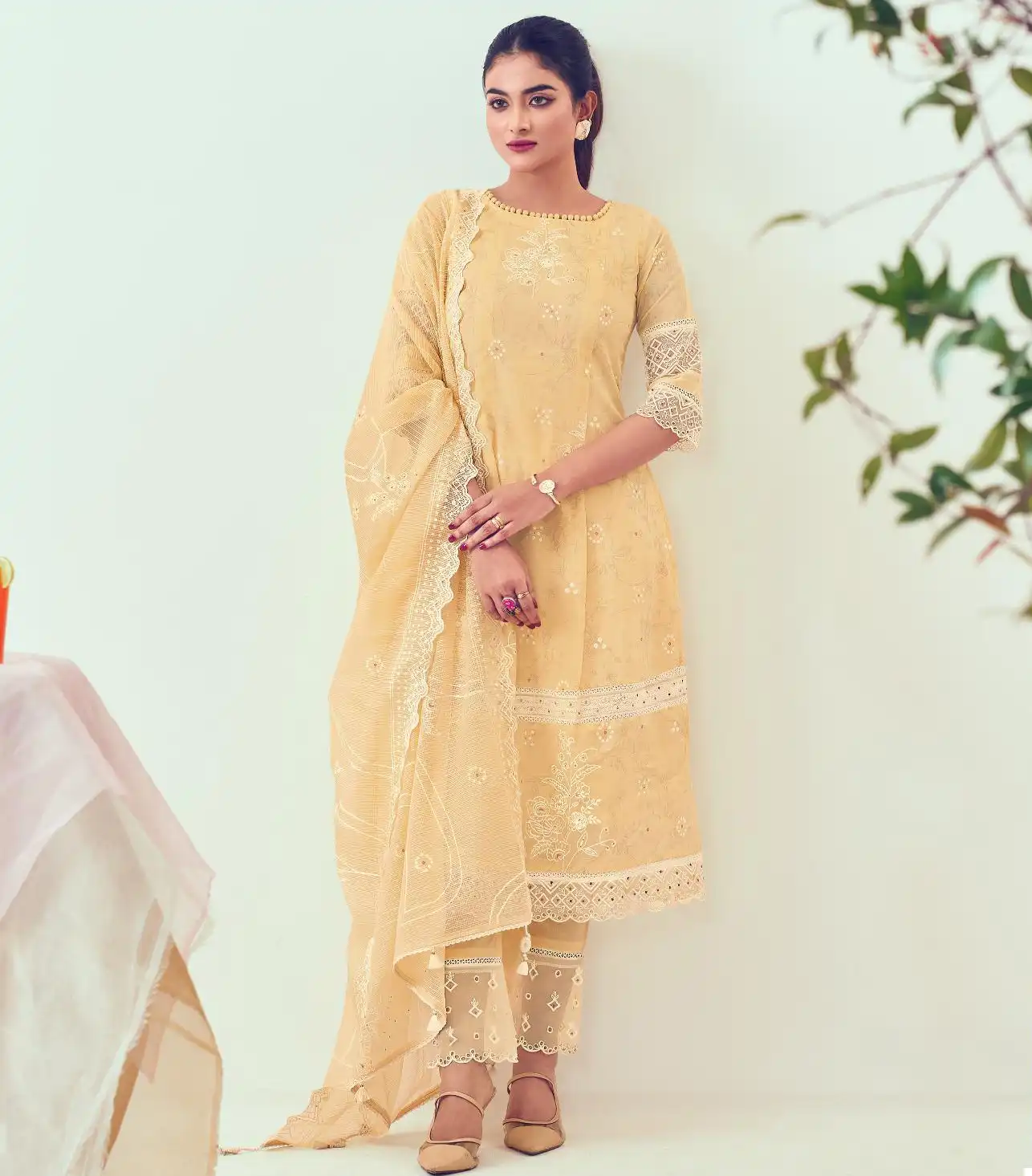 Jayvijay Shikanji Pure Organdy Khadi Block Print Wholesale Fancy Salwar Suit Catalog