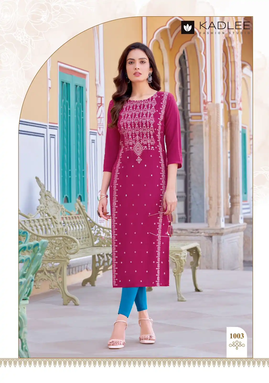 Kadlee Gold Coin Rayon Screen Print Wholesale Fancy Kurti Catalog - Image 3
