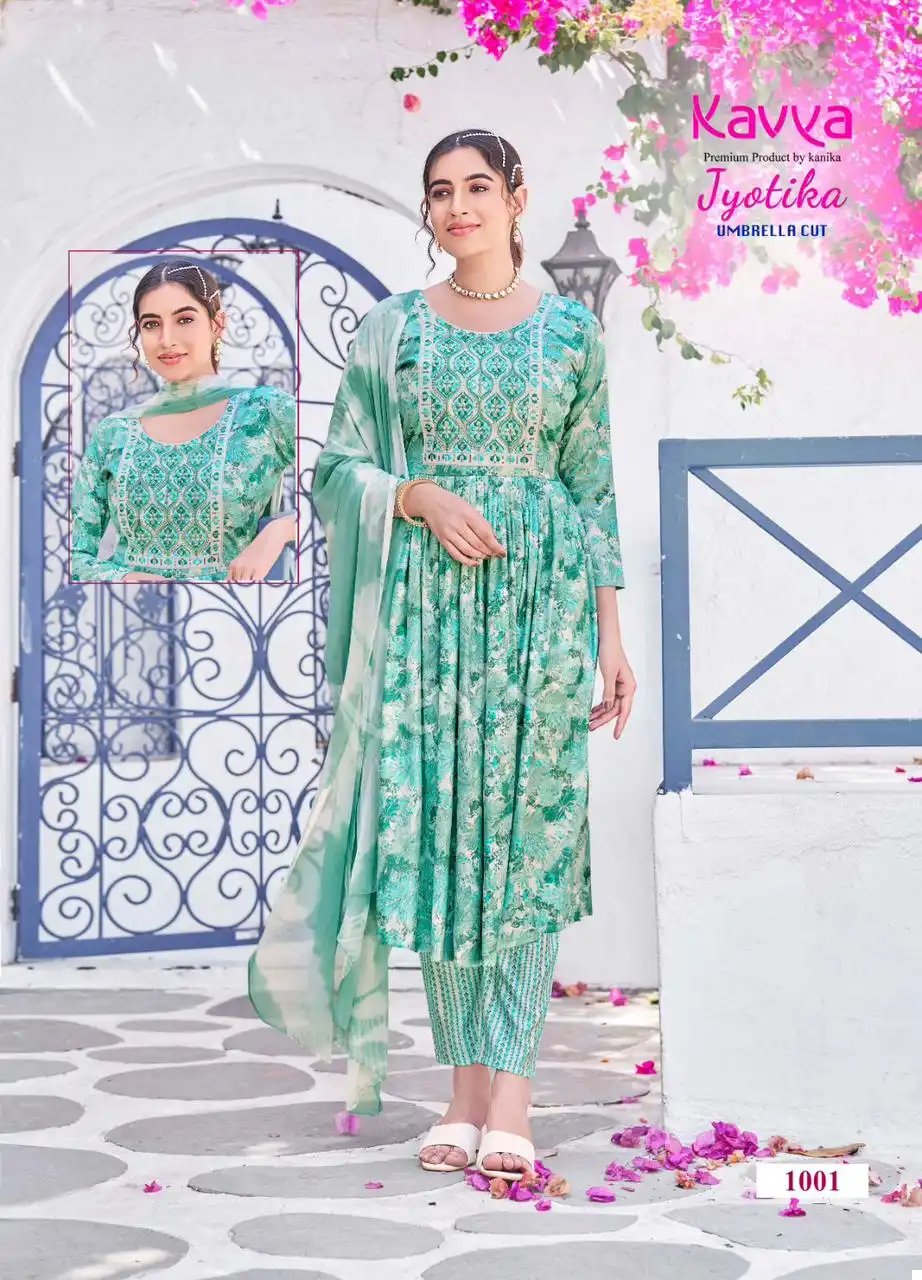Kavya Jyotika Vol 1 Capsule Foil Print Wholesale Readymade Salwar Suit Catalog — Wholesale Salwar Suits, Kavya wholesale from Surat - Gallery Image 2