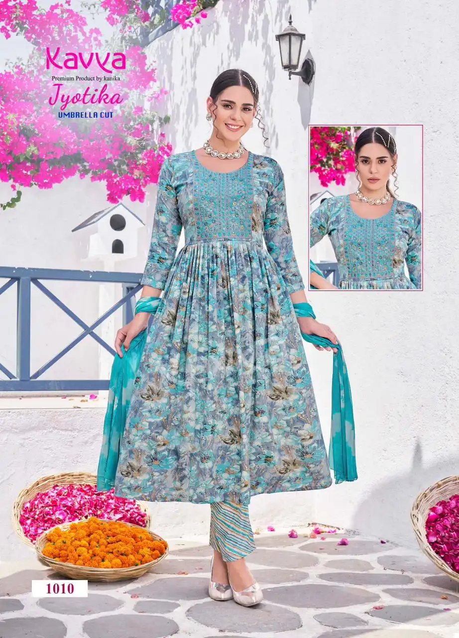 Kavya Jyotika Vol 1 Capsule Foil Print Wholesale Readymade Salwar Suit Catalog — Wholesale Salwar Suits, Kavya wholesale from Surat - Gallery Image 3