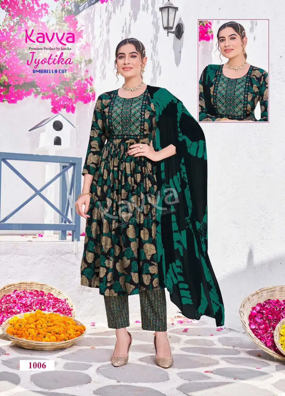 Kavya Jyotika Vol 1 Capsule Foil Print Wholesale Readymade Salwar Suit Catalog — Wholesale Salwar Suits, Kavya wholesale from Surat - Gallery Image 7