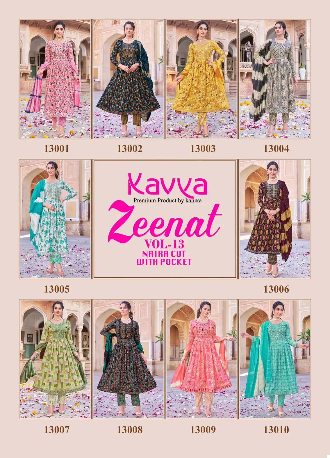 Kavya Zeenat Vol 13 Capsule Foil Print Wholesale Readymade Salwar Suit Catalog — Wholesale Salwar Suits, Kavya wholesale from Surat — view 10
