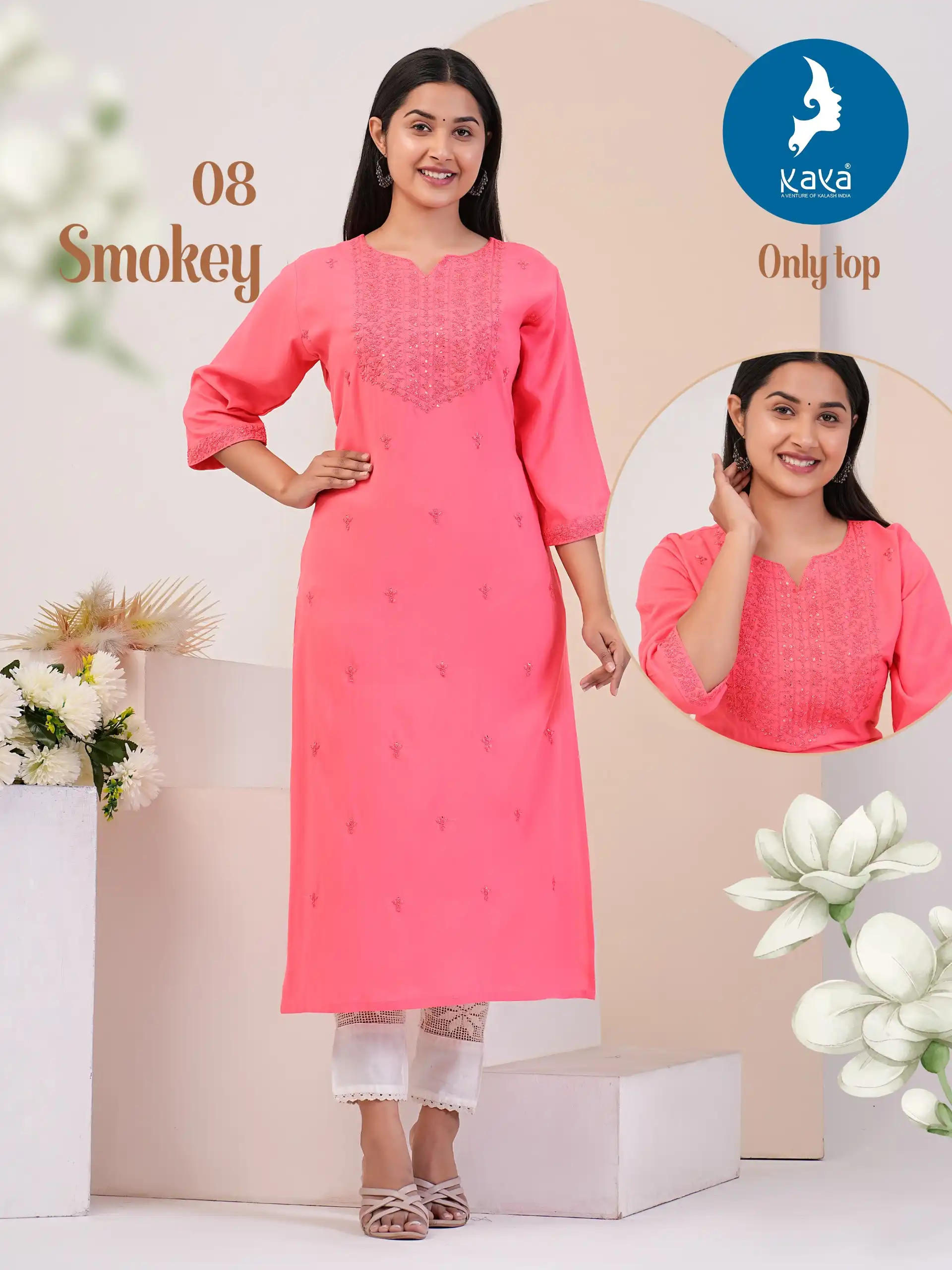 Kaya Smokey Rayon Wholesale Fancy Kurtis Catalog - Image 8