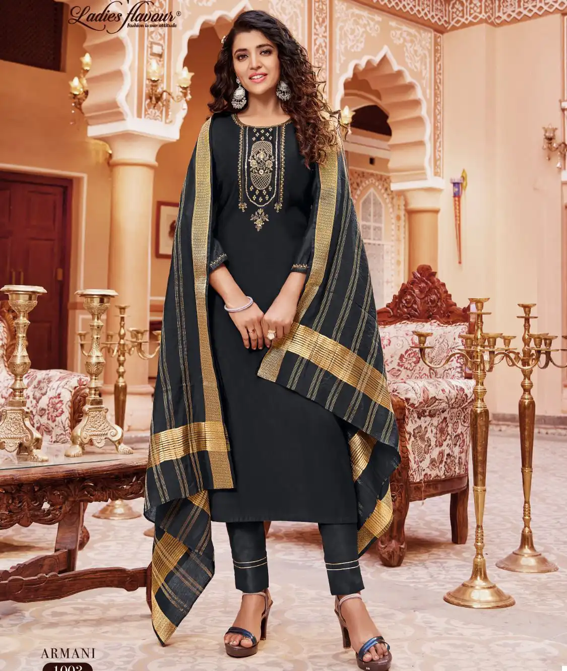 Ladies Flavour Armani Pure Viscose Wholesale Readymade Salwar Suit Catalog