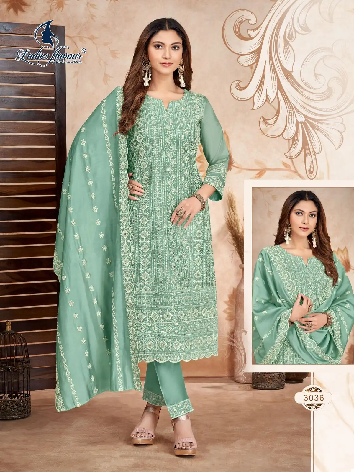 Ladies Flavour D.No: 3036 To 3038 Roman Wholesale Readymade Salwar Suit Catalog - Image 3