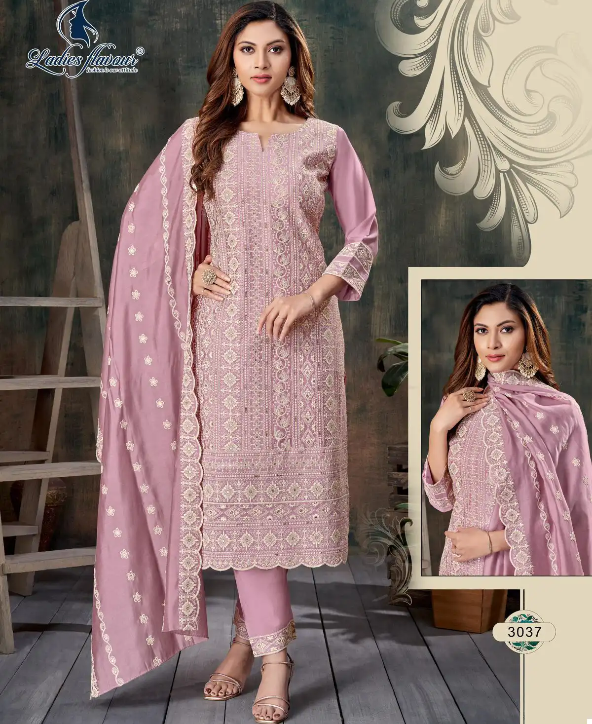 Ladies Flavour D.No: 3036 To 3038 Roman Wholesale Readymade Salwar Suit Catalog