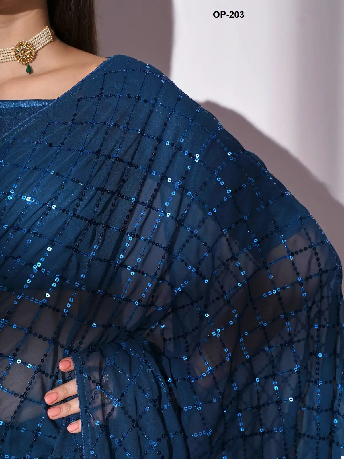 Laxminam D.No. Op-203 Georgette Wholesale Fancy Sarees - Image 3