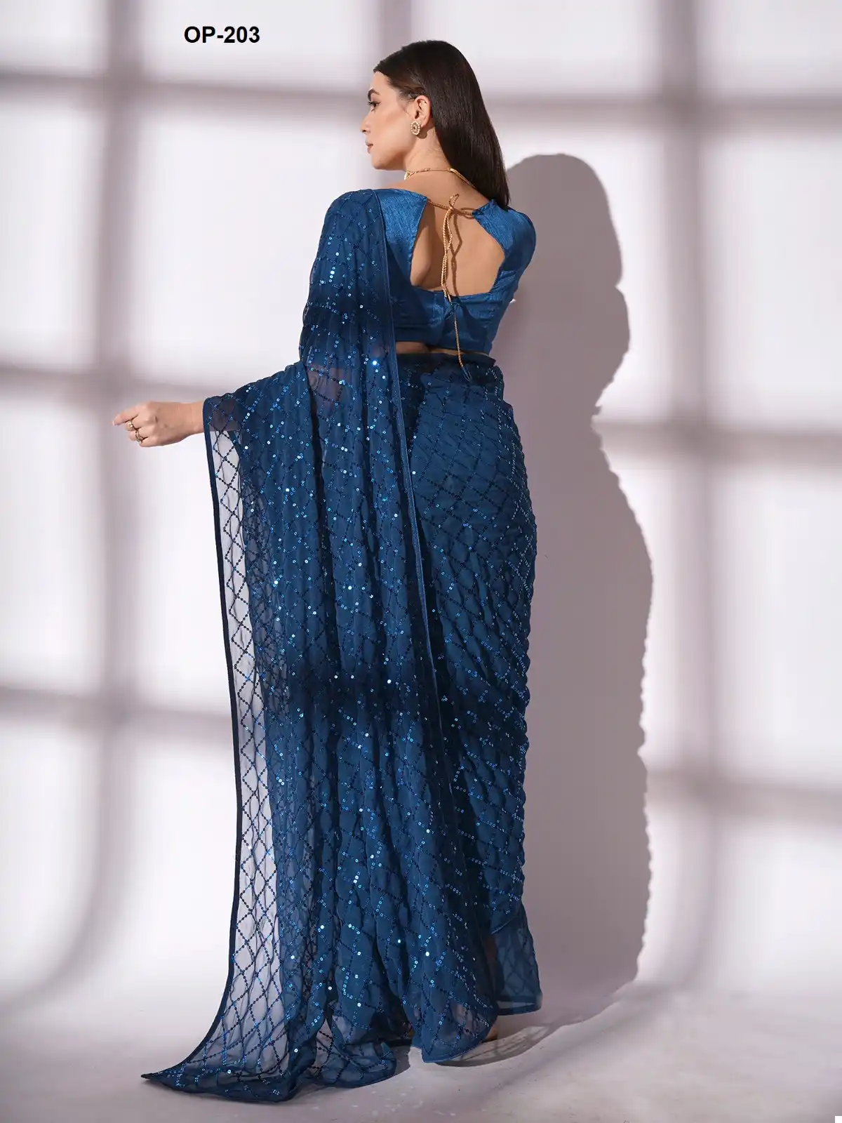 Laxminam D.No. Op-203 Georgette Wholesale Fancy Sarees - Image 2