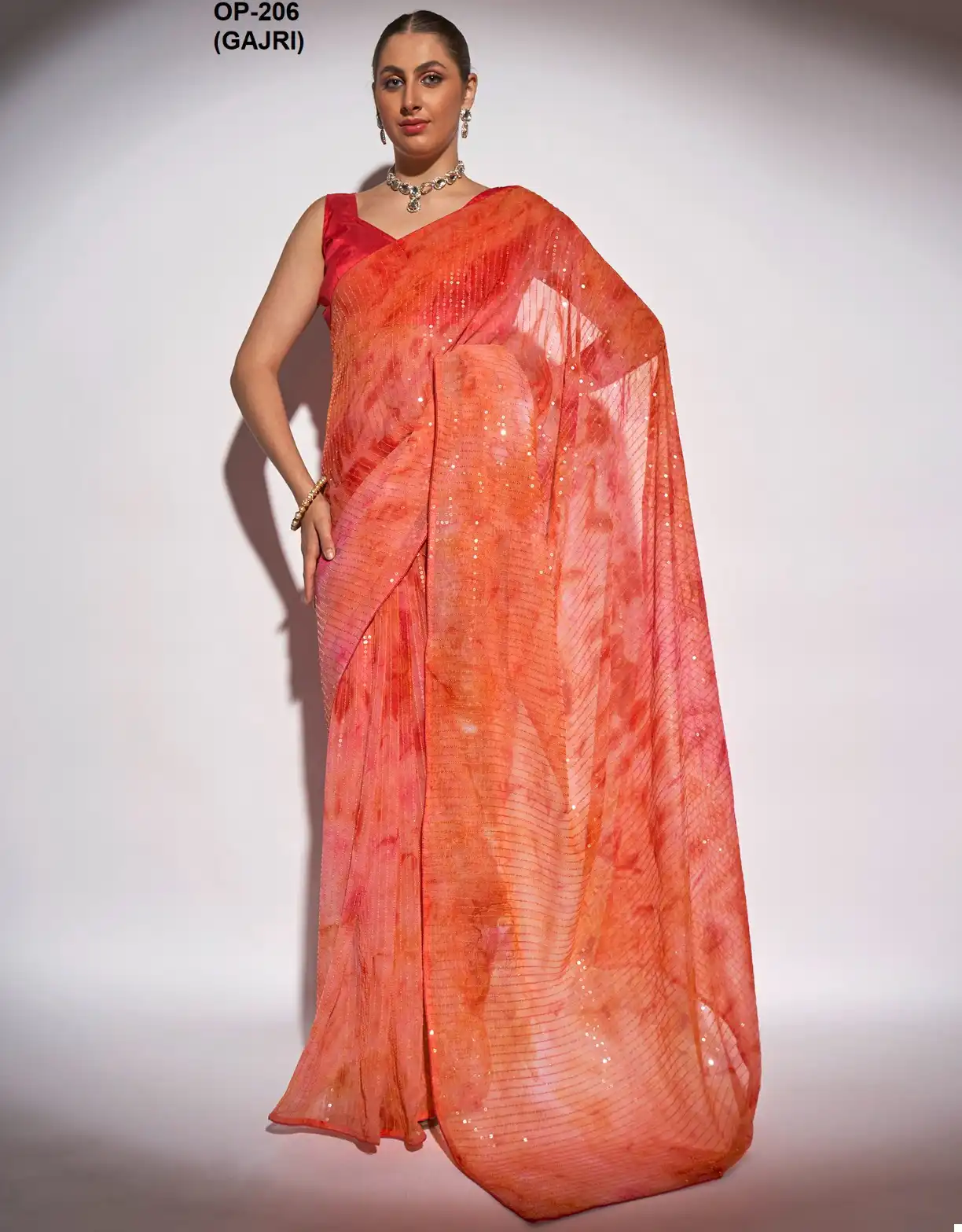 Laxminam Op 206 (Gajri) Georgette Wholesale Fancy Sarees