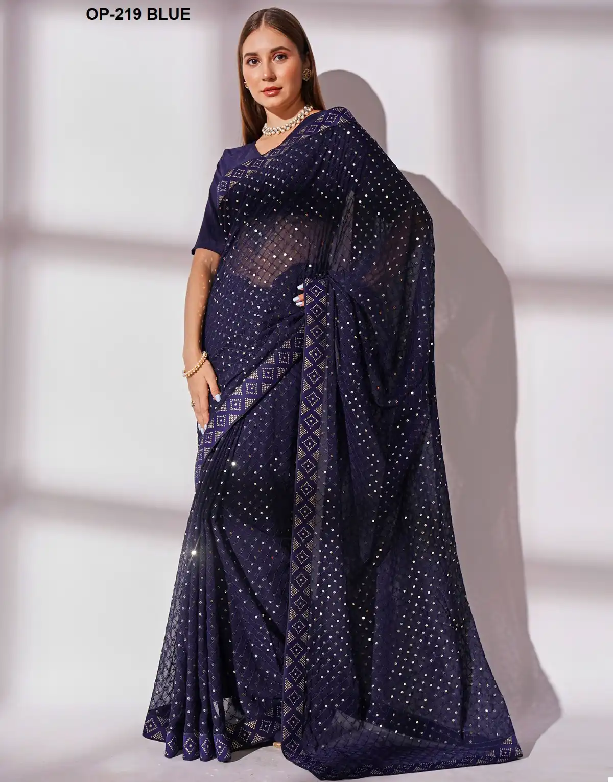 Laxminam Op 219 Blue Georgette Wholesale Fancy Saree