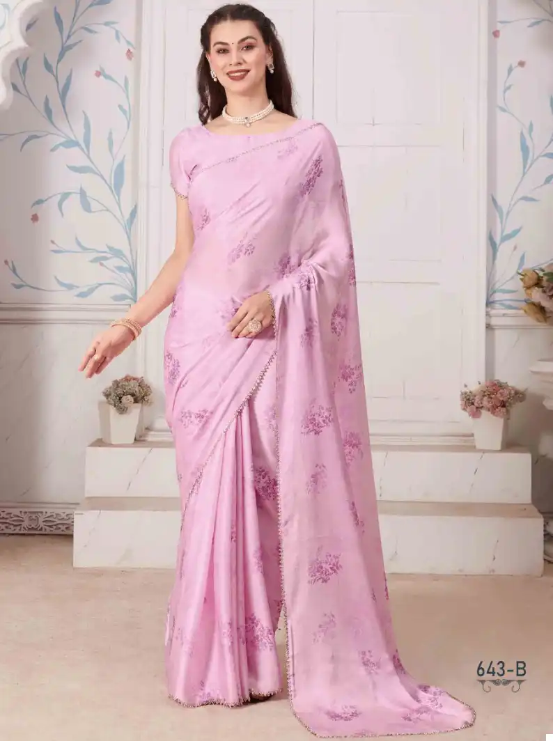 Mehek 643A To 643E Pure Satin Georgette Digital Print Wholesale Fancy Sarees Catalog