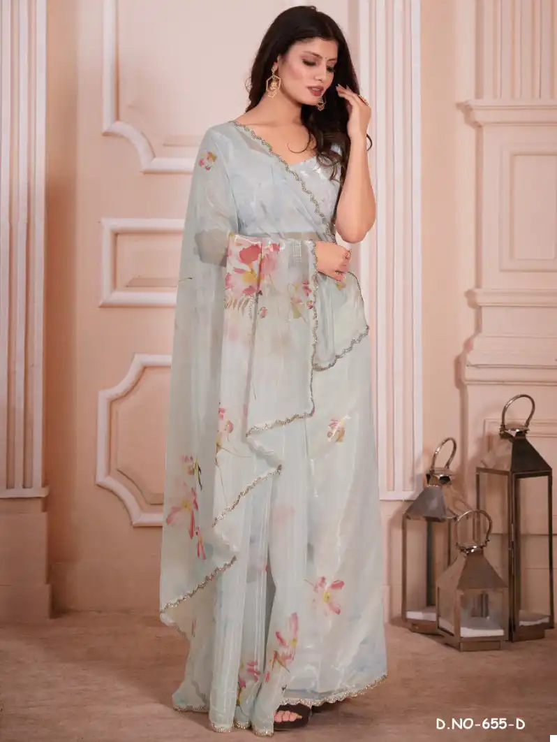 Mehek 655A To 655E Glass Organza Digital Print Wholesale Fancy Sarees Catalog