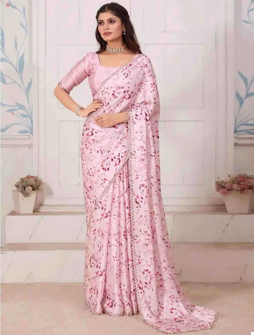 Mehek 732A To 732D Pure Satin Georgette Digital Print Wholesale Fancy Sarees Catalog