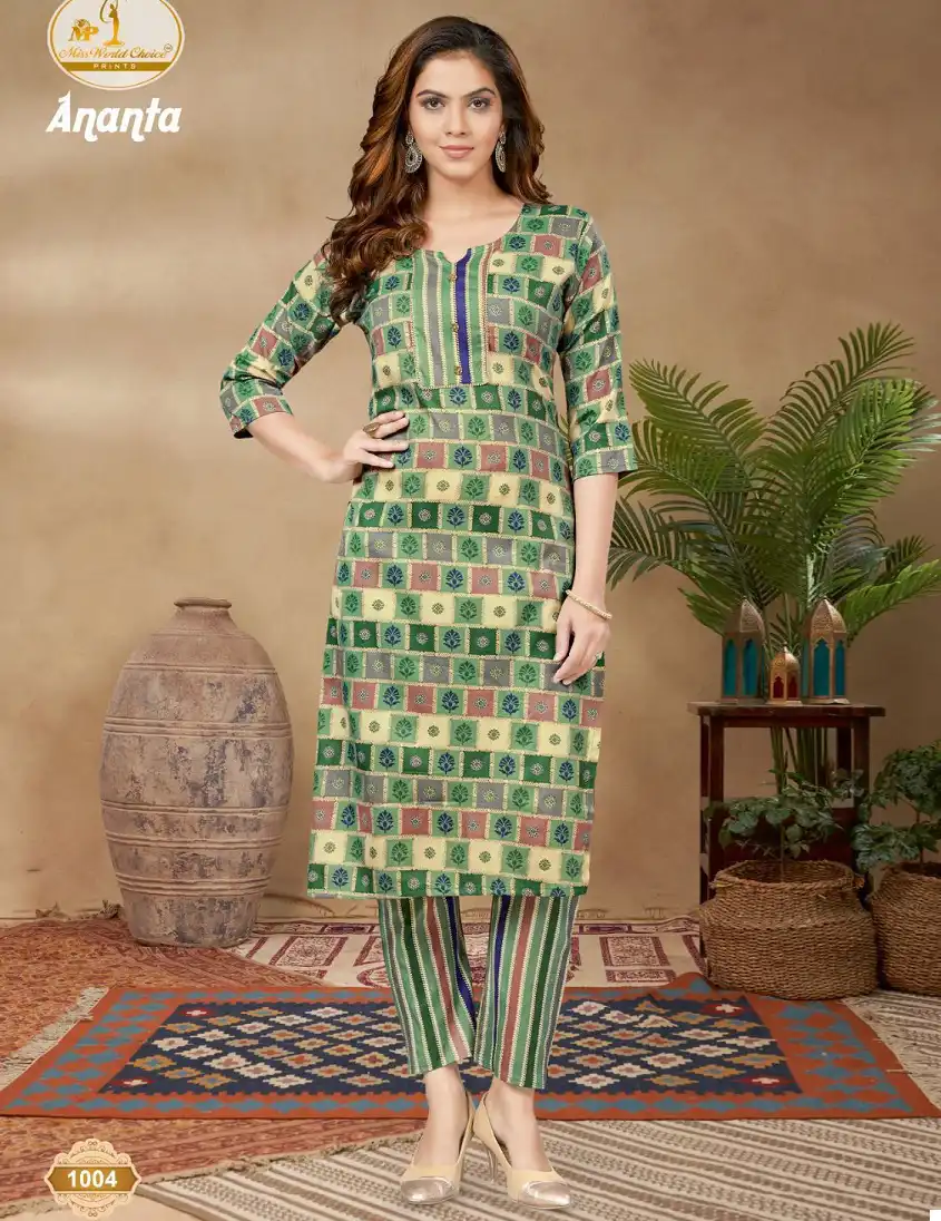 Miss World Ananta Vol 1 Cotton Wholesale Kurti with Pant Catalog