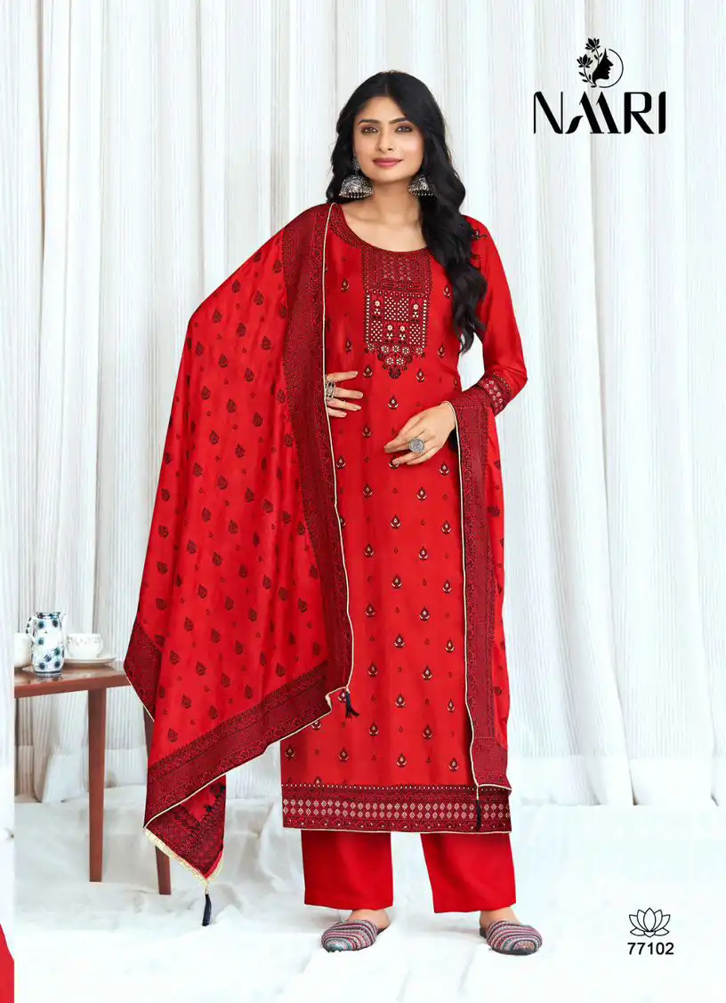 Naari Jaguar Pure Muslin Jacquard Wholesale Fancy Salwar Suit Catalog - Image 4