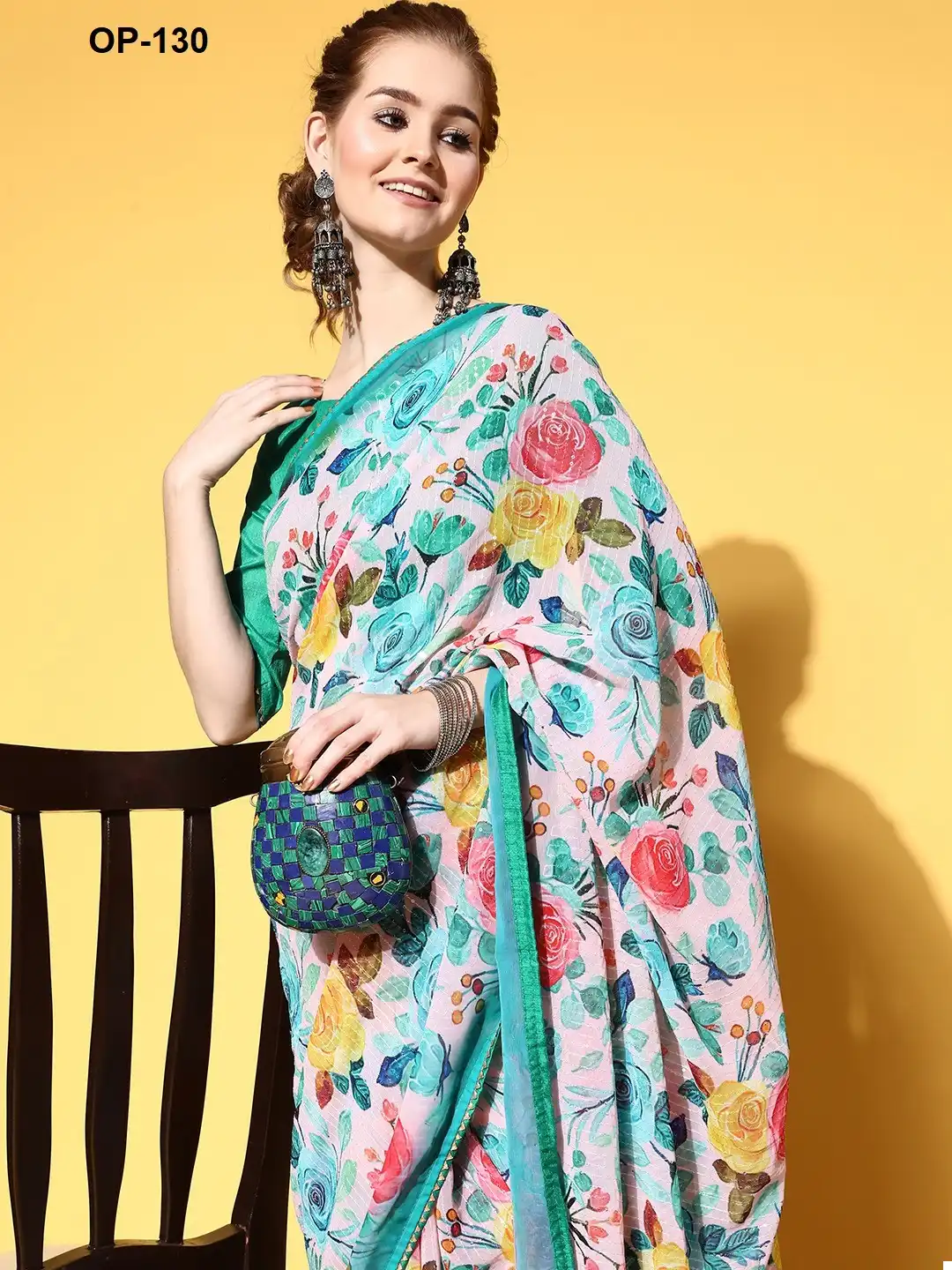Laxminam Op130 Georgette Wholesale Fancy Sarees — Wholesale Sarees, MPA wholesale from Surat — view 2