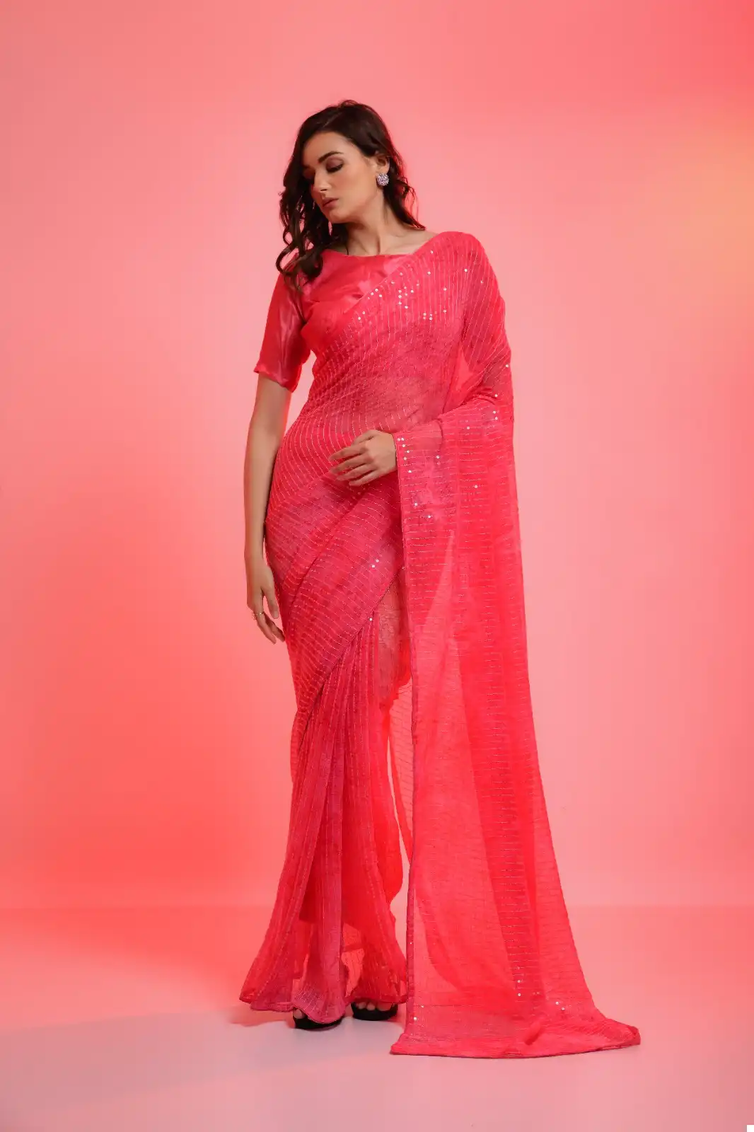 Pc Sequence Georgette Wholesale Fancy Sarees Catalog - Image 2