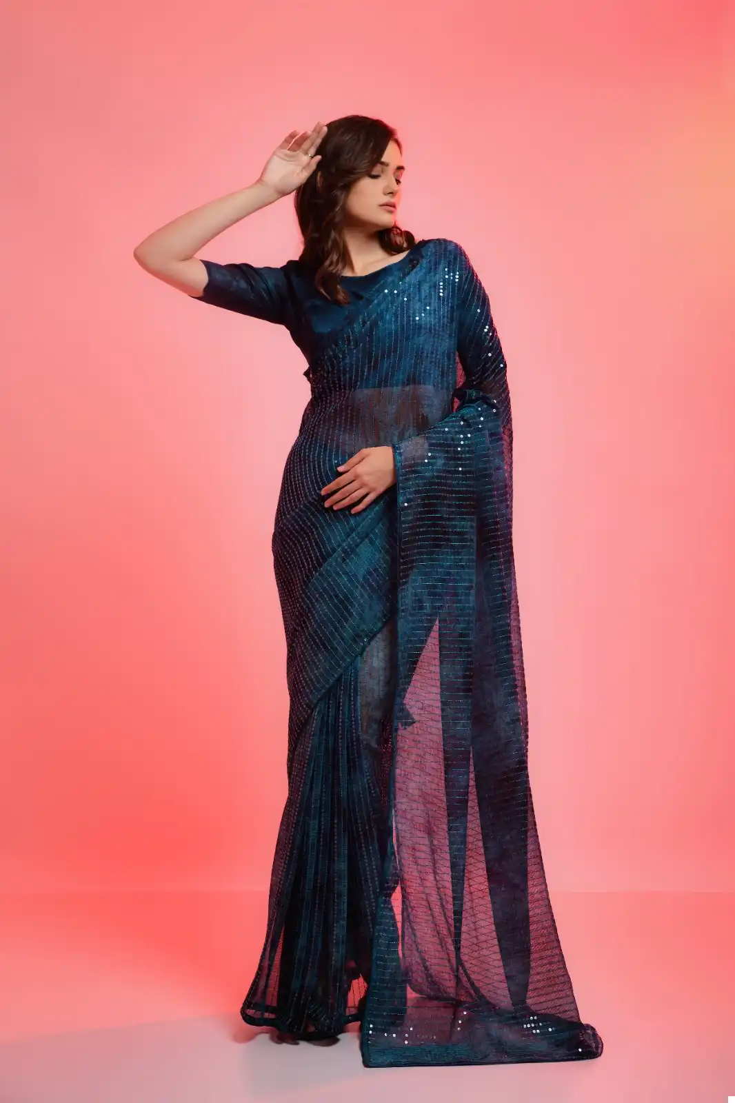 Pc Sequence Georgette Wholesale Fancy Sarees Catalog - Image 6